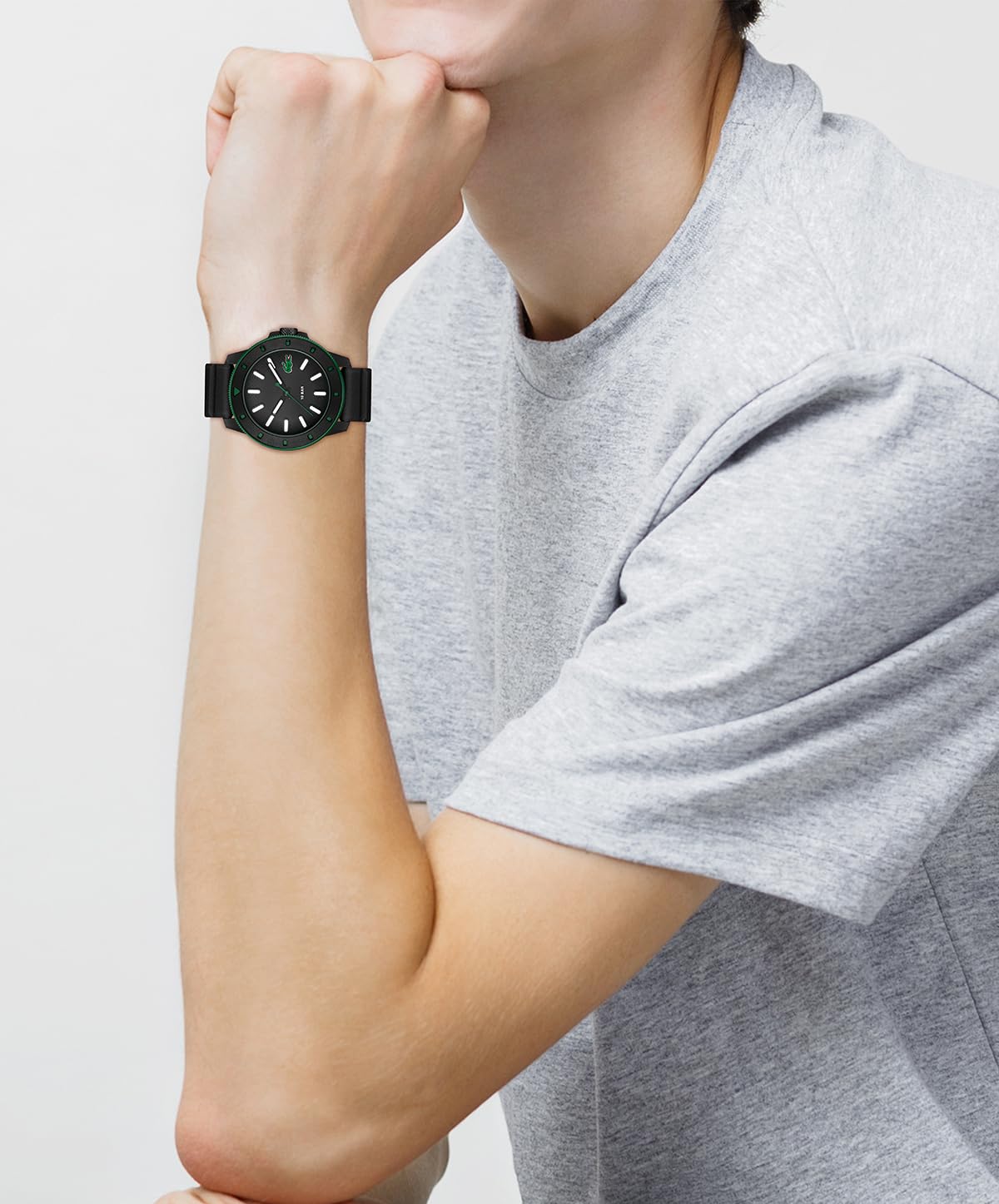 Lacoste Lacoste.12.12 Scuba Qtz Basic Black Round Dial Men's Watch|Silicone Material|Multi Color Band - 2011412