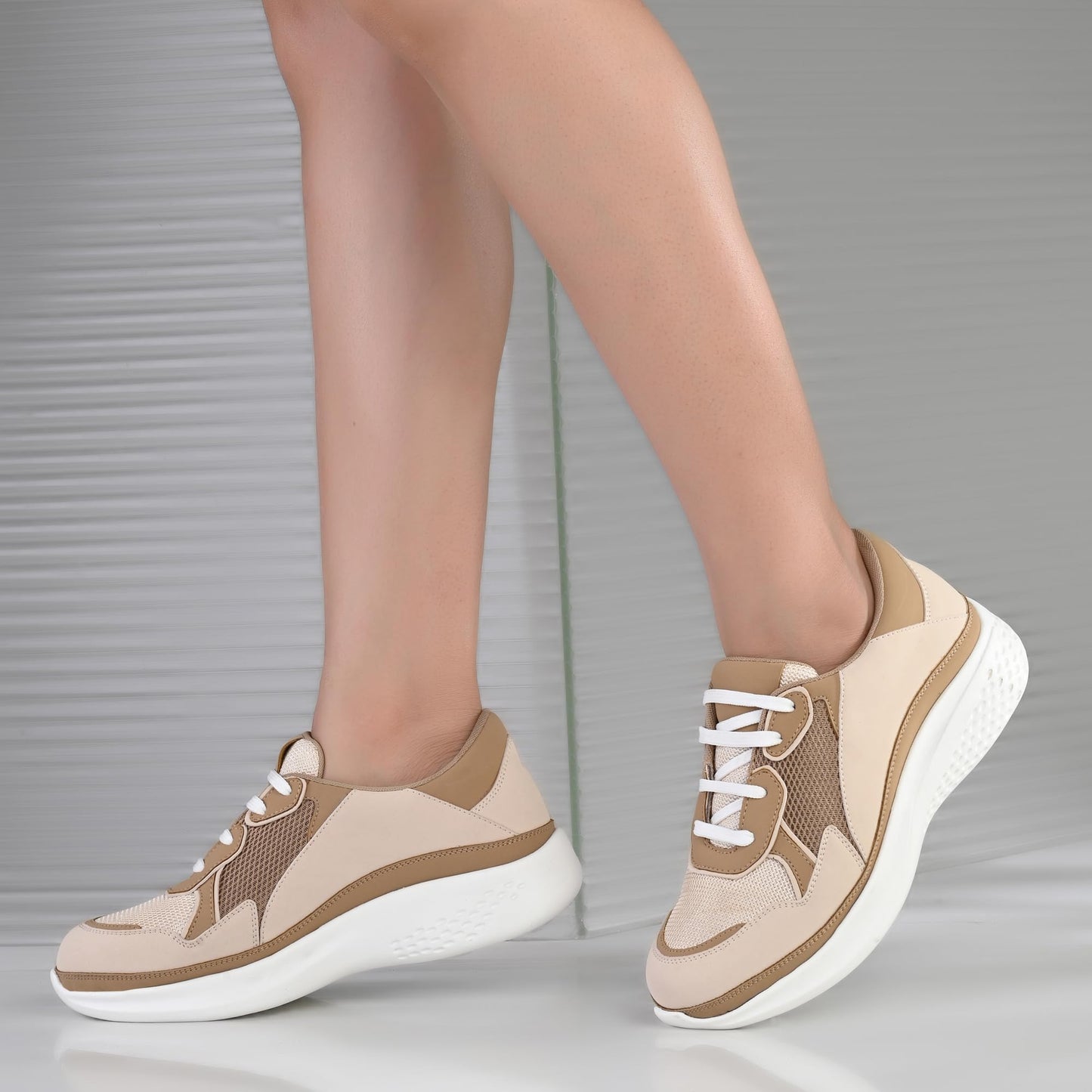 Centrino Women Casual Sneaker | Ultra Soft Cushion | Trendy & Lightweight Design | Low Top Flat Sole | Colorblock Sneakers | White Sneakers Girl Shoes 7622-4