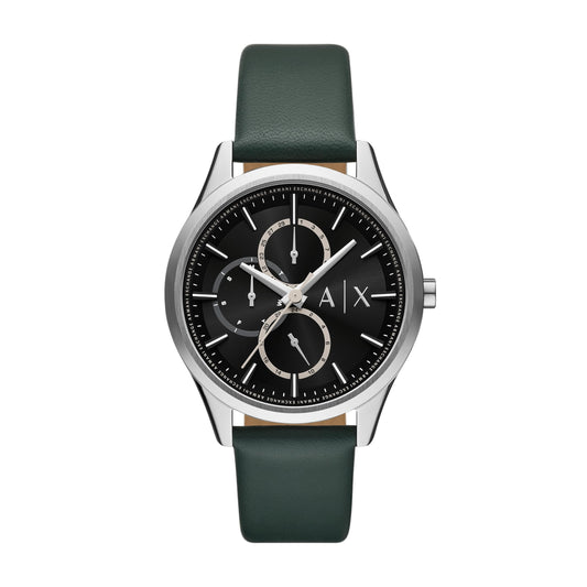 Armani Exchange Leather Analog Black Dial Men's Watch-Ax1883, Band Color:Green