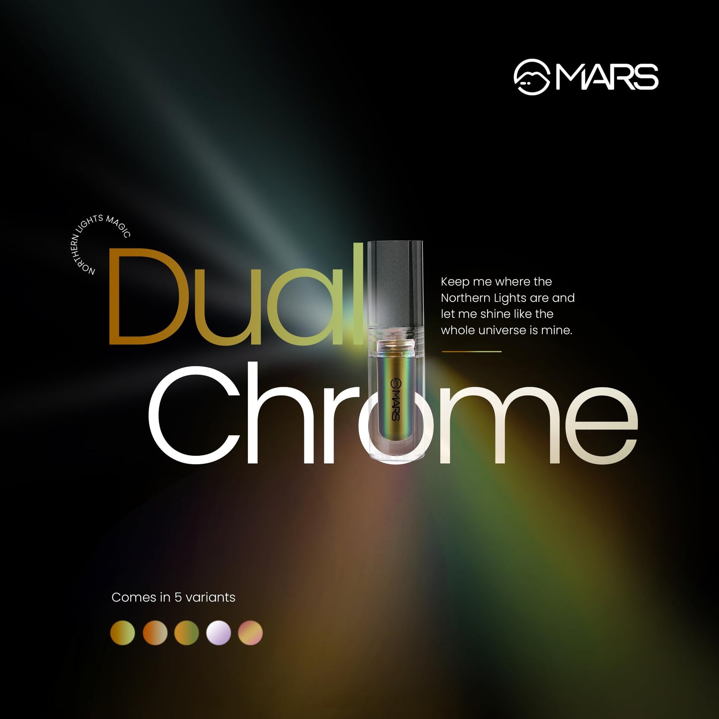 MARS Northern Lights Liquid Eyeshadow With Dual-Tone Chrome Effect | Liquid Shimmer | One Swipe Pigmentation | Smudge Proof | Light Weight Formula | (1.8ml) (05-Greenlandic Gleam)