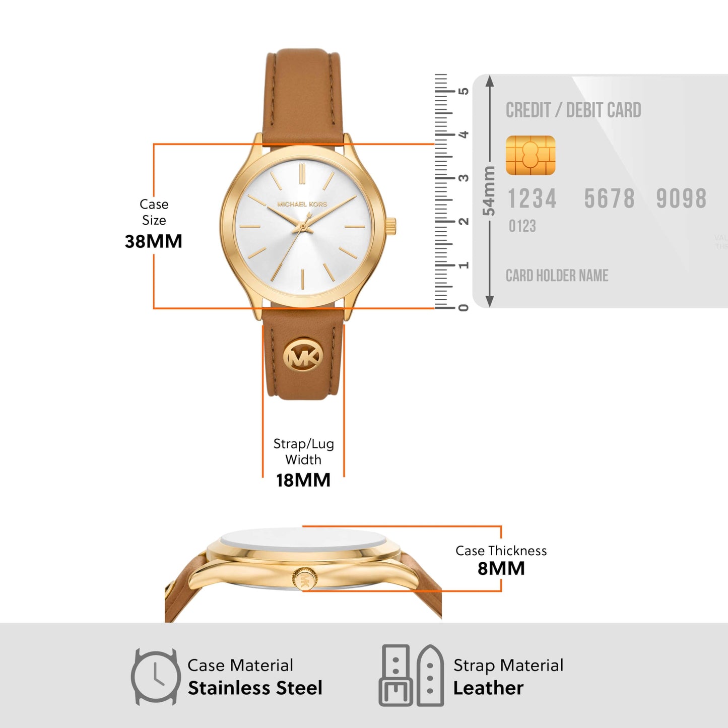 Michael Kors Leather Analog White Dial Women Watch-Mk7465, Brown Band