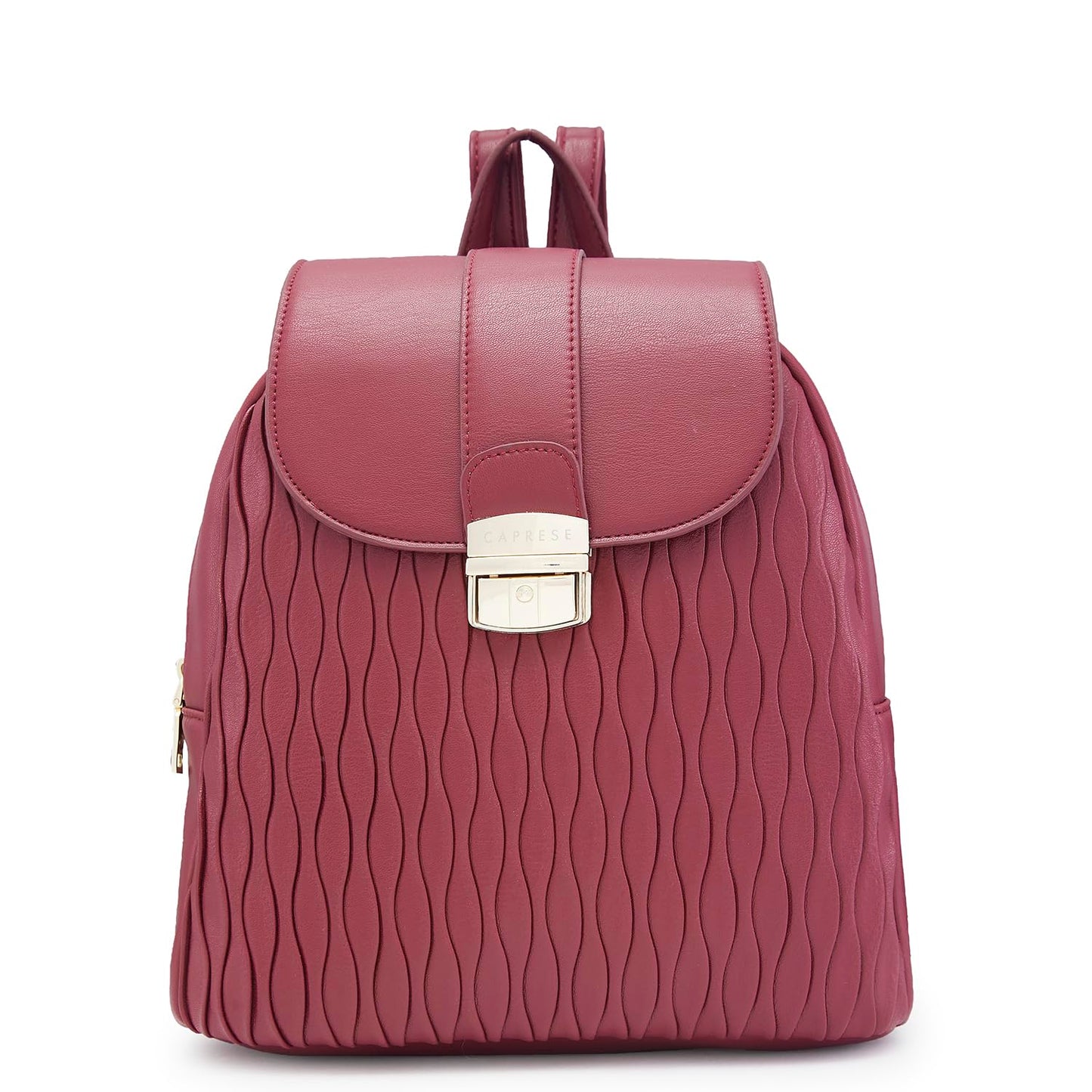 Caprese Shelbee Casual Backpack, Medium | Quilted Backpack for Women with Buckle Lock, Adjustable Shoulder Strap & Back Zip Closure | for Everyday Outings, College and Travel (Burgundy)