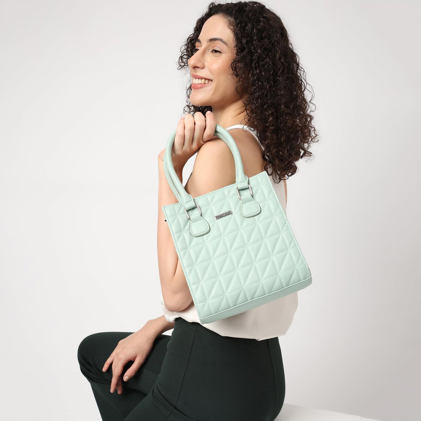 Fastrack Quilted Satchel For Women, Ladies And Girls | Stylish And Trendy Satchel Handbag For Girls, Ladies And Women | Made Up Of Premium Semi-Pu Material, Green