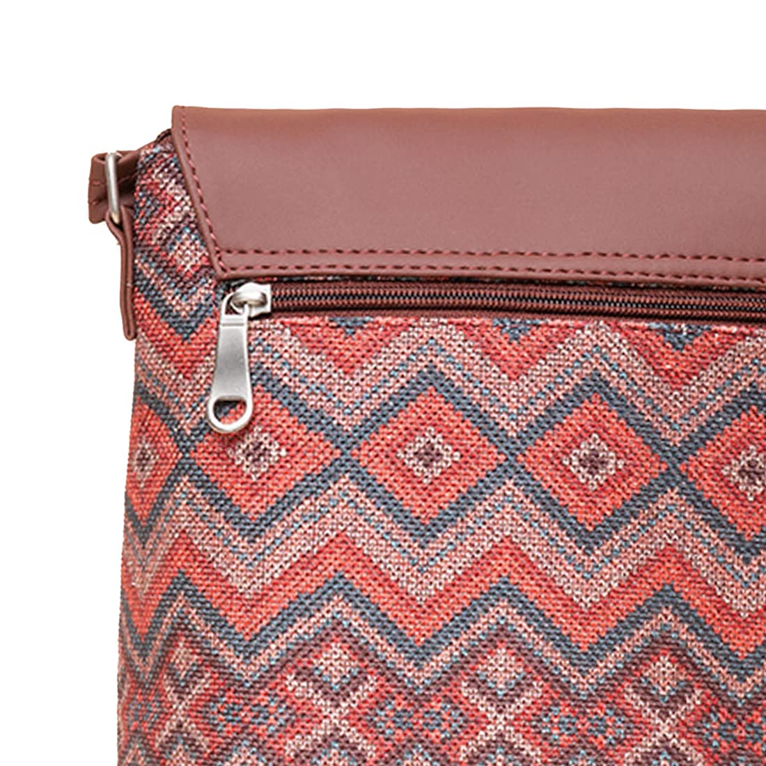 ZOUK Flap Sling Bag | Crossbody Bags for Women | Women's Handbags | Stylish | Vegan Leather Evening Bag | Travel & Office Use | Purse and Wallet | Gwalior Weaves Print