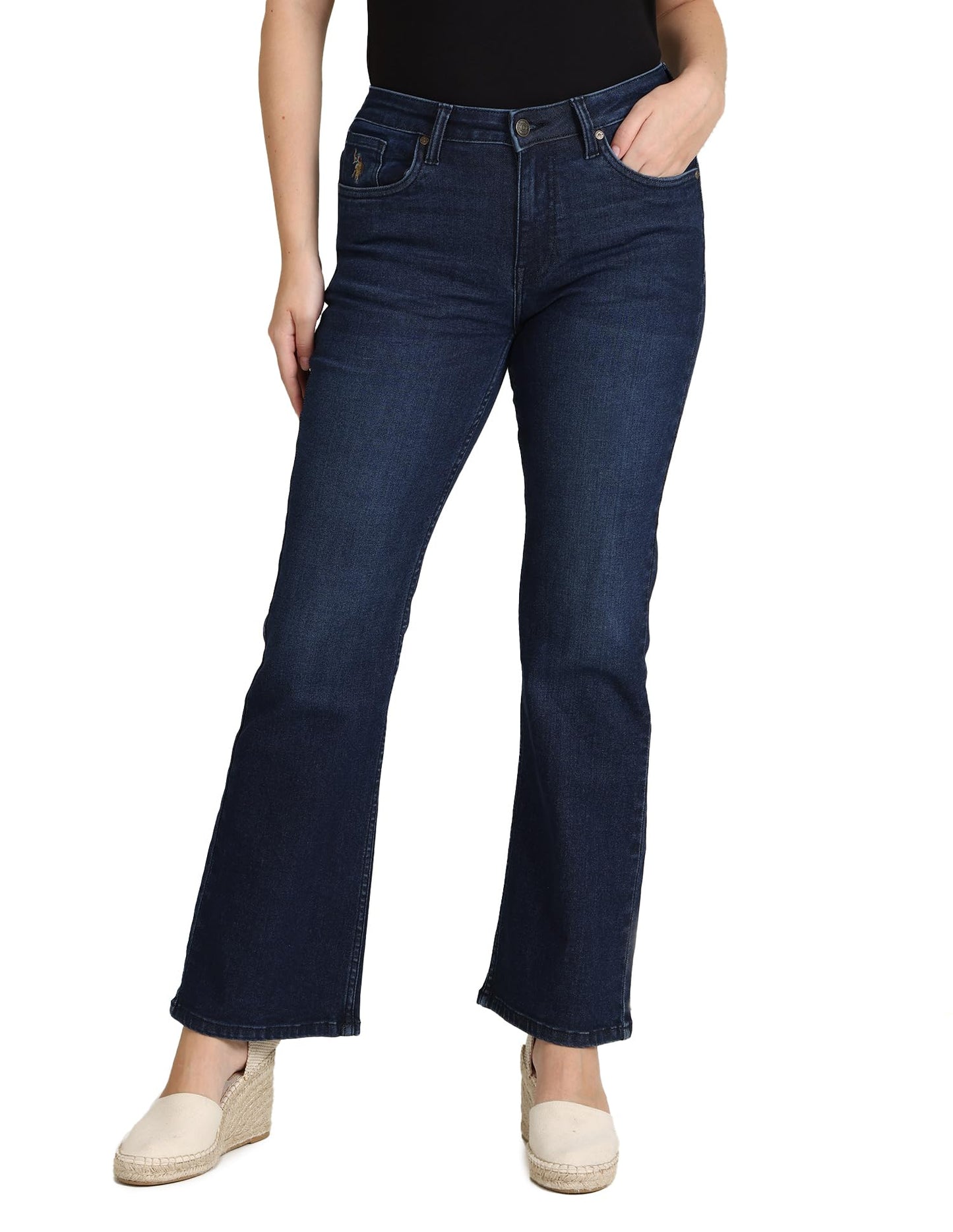 U.S. POLO ASSN. Women's Dark Wash Bootcut Jeans (UWSS23JN020_Blue_36)