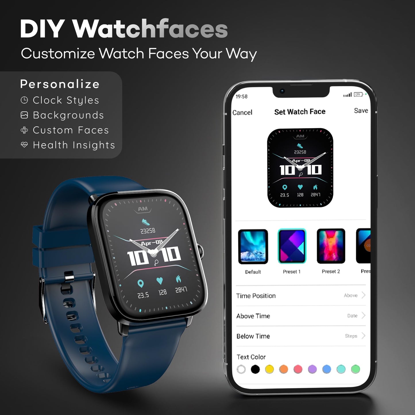 (Refurbished) Pebble Ultra Rapid 1.83" HD Display. India's First Fastest Charging, Premium Metal Built, Unisex Design Smartwatch (Winter Blue)