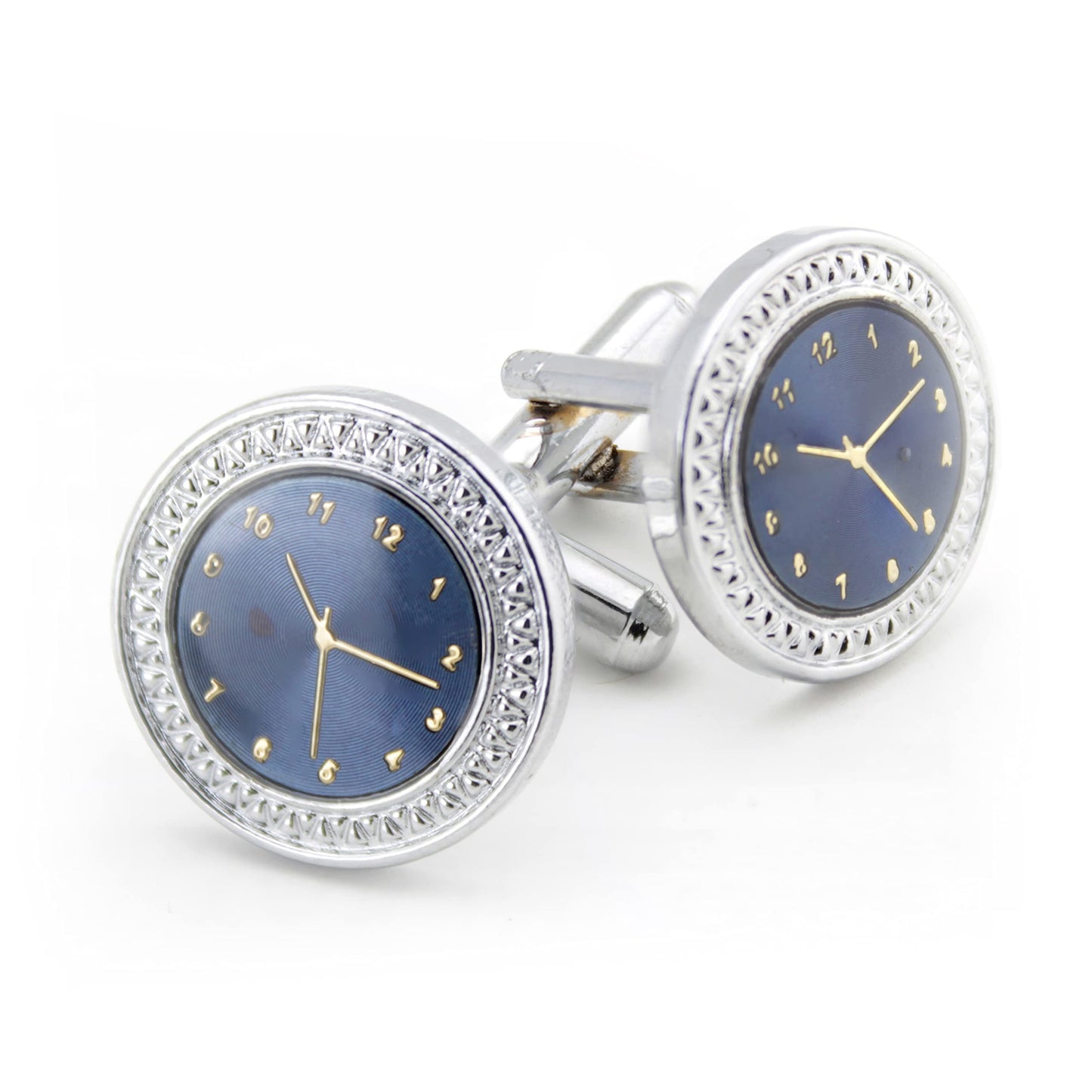 Kavove The Clock Blue & Silver Cufflink For Men