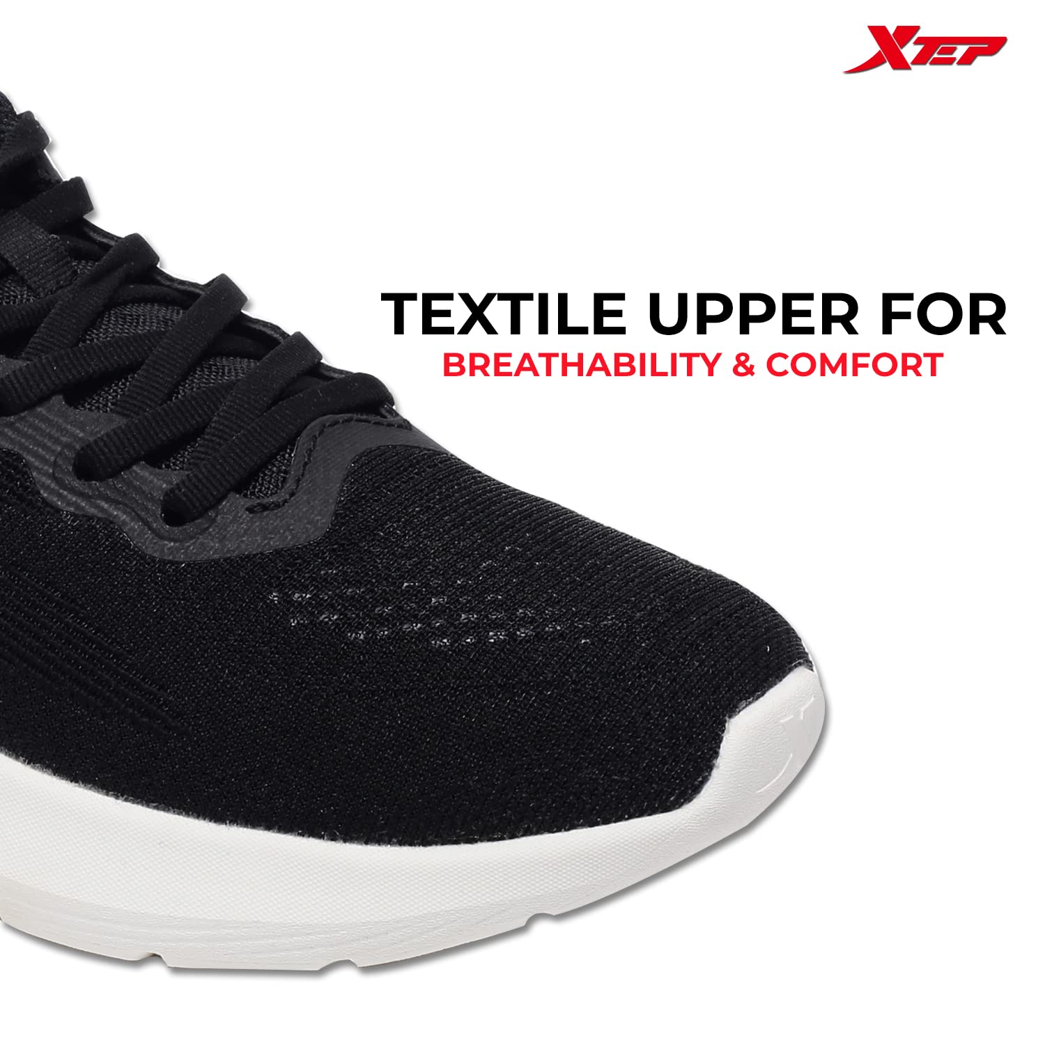 XTEP Women's Black EVA Foam Outsole Comfort Sports Running Shoes (6 UK) - SaumyasStore