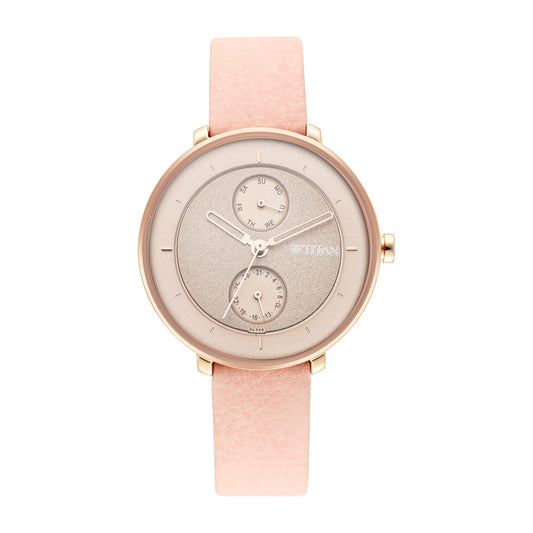 Titan Pastel Dreams Brown Dial Analog Leather Strap Watch for Women-NS2651WL06