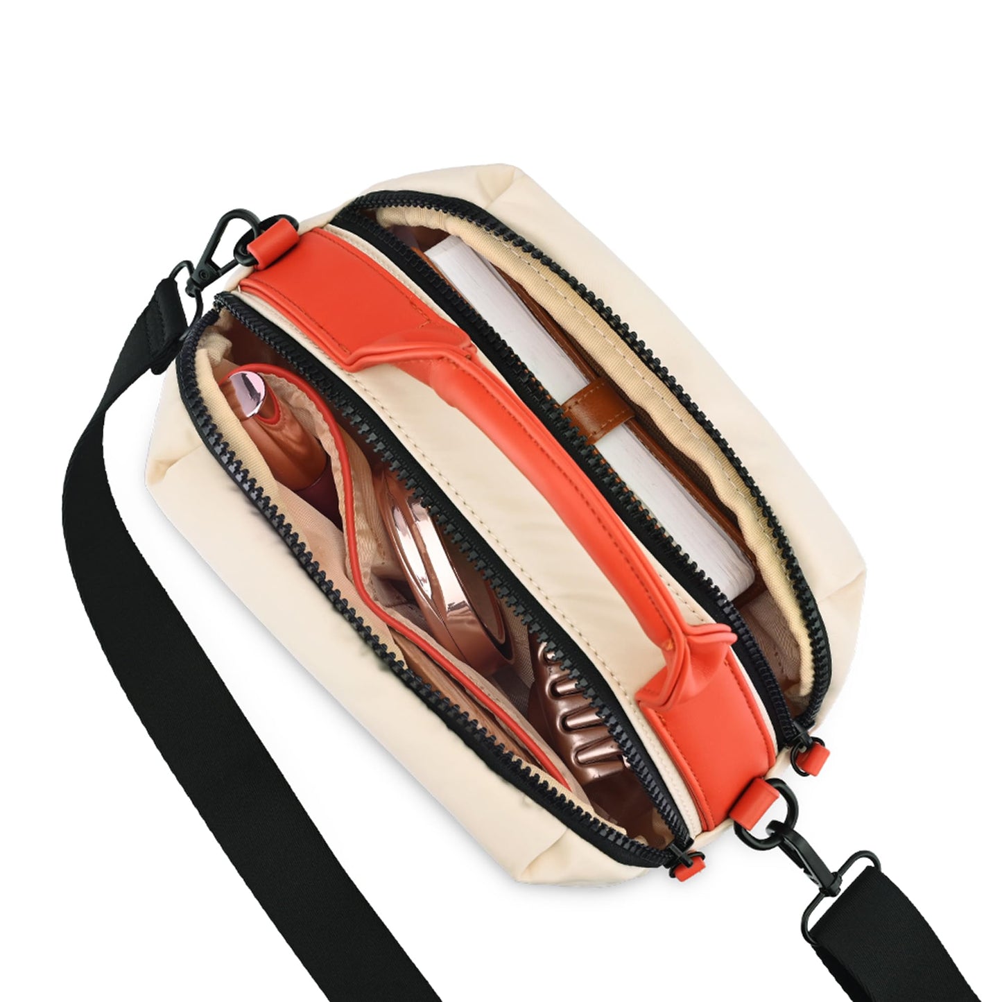 Fastrack Sling Bag for Men & Women | Medium Nylon Sling with Colorblock Design, Zipper Closure, Webbing Strap & Detachable Sling | 2 Compartments with Internal Utility Pockets for Everyday Use