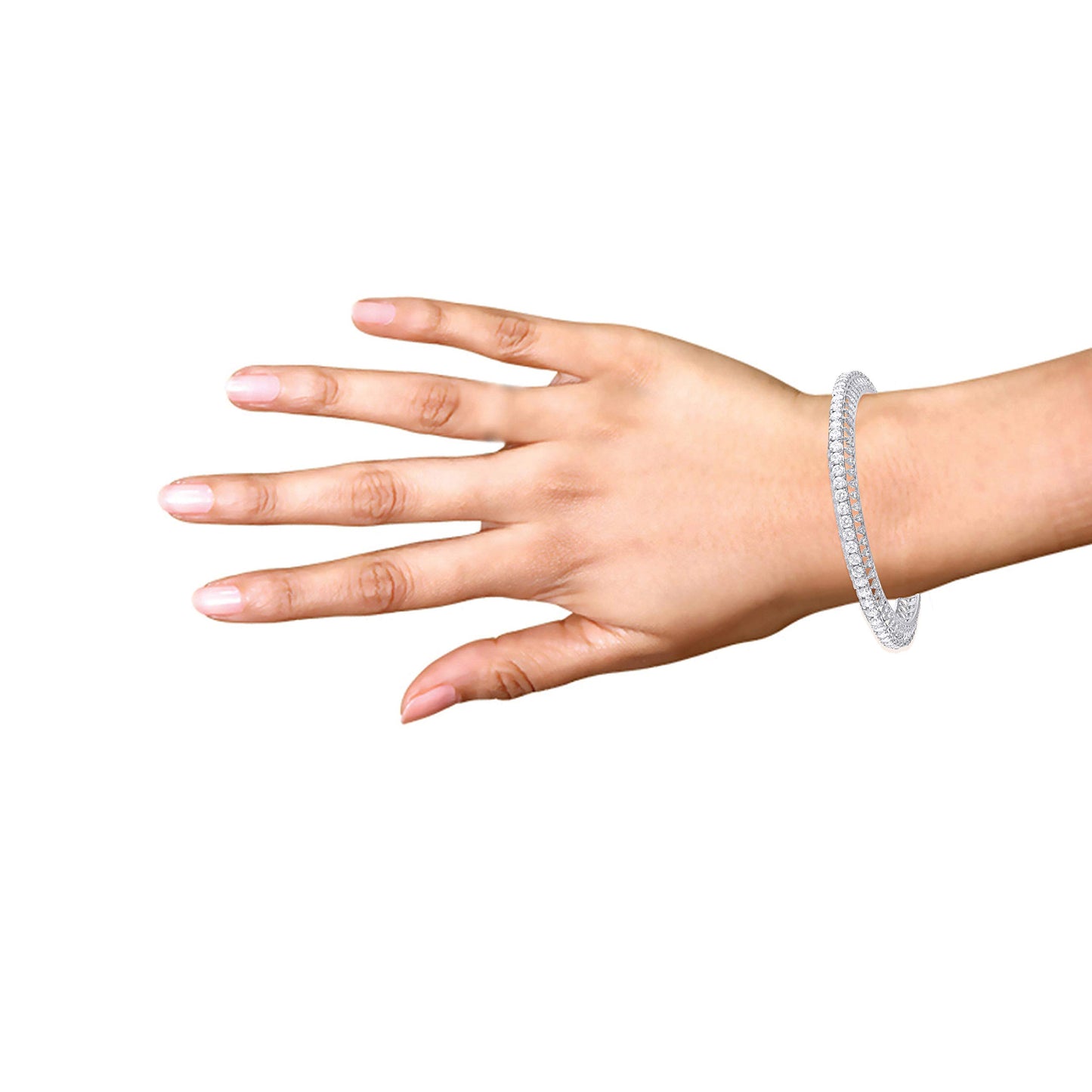 VIJAYA JEWELS 92.5 BIS Hallmarked Sterling Silver Swarovski Zirconia Nickle Free Rhodium plated Bangle For Women In an Elegant Jewellery Box (Size: 2.5” Set of 1)