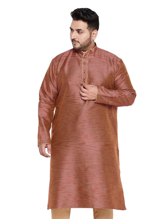 Vastramay Plus Men's Maroon Silk Blend Kurta - 7XL_VPLUSMK047MA_54