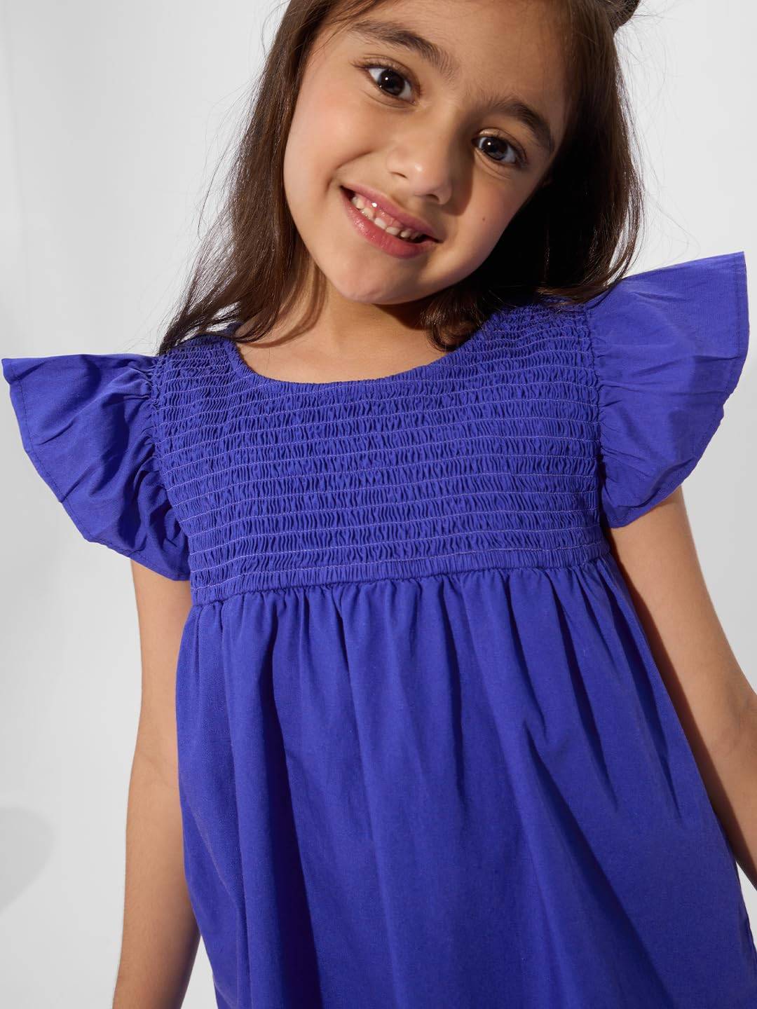 The Souled Store Peppa Pig: Autumn Girls Round Neck Short Sleeves Blue Printed Knee Length Cotton Dresses