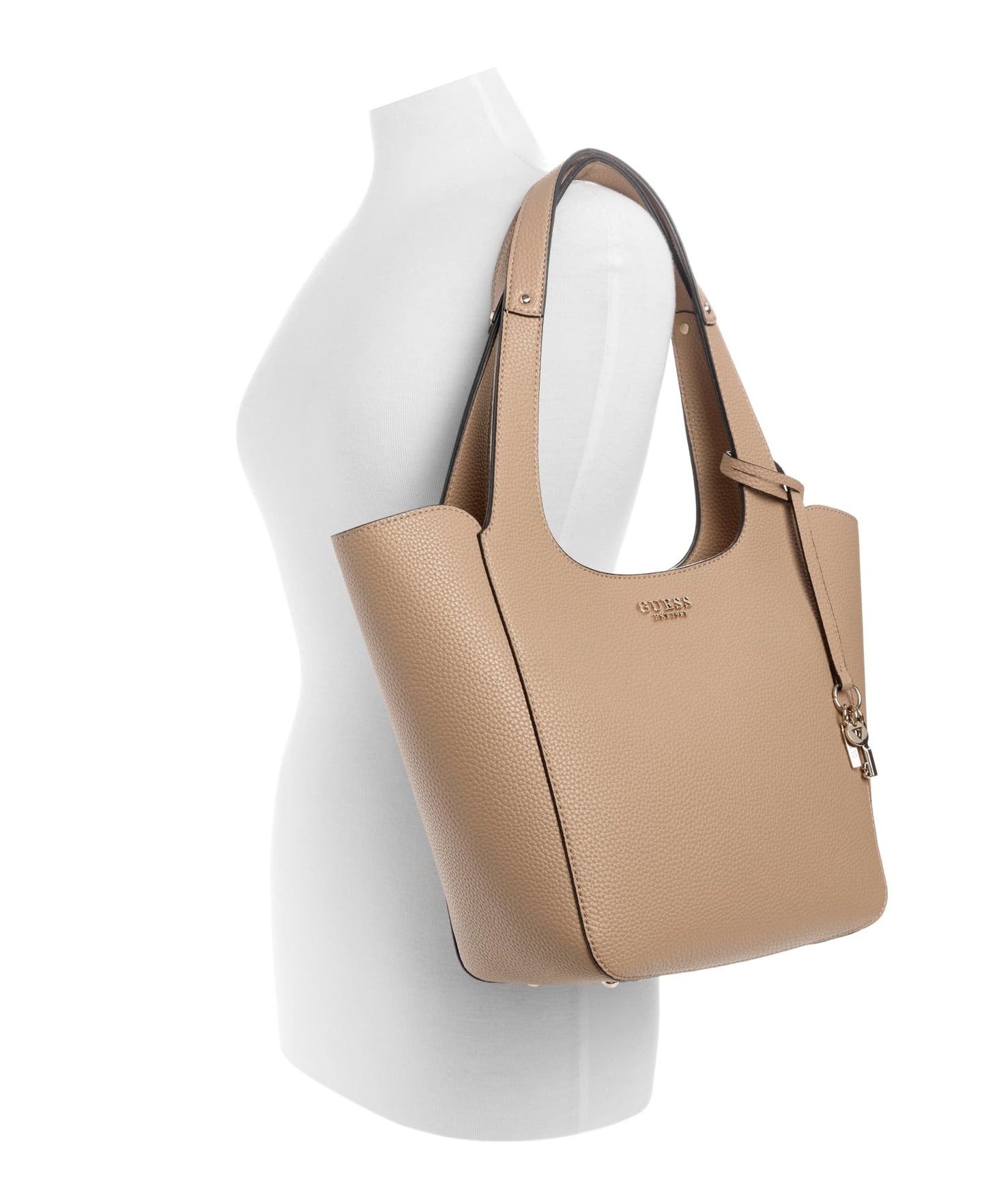GUESS Beige Textured Helina Tote Bag