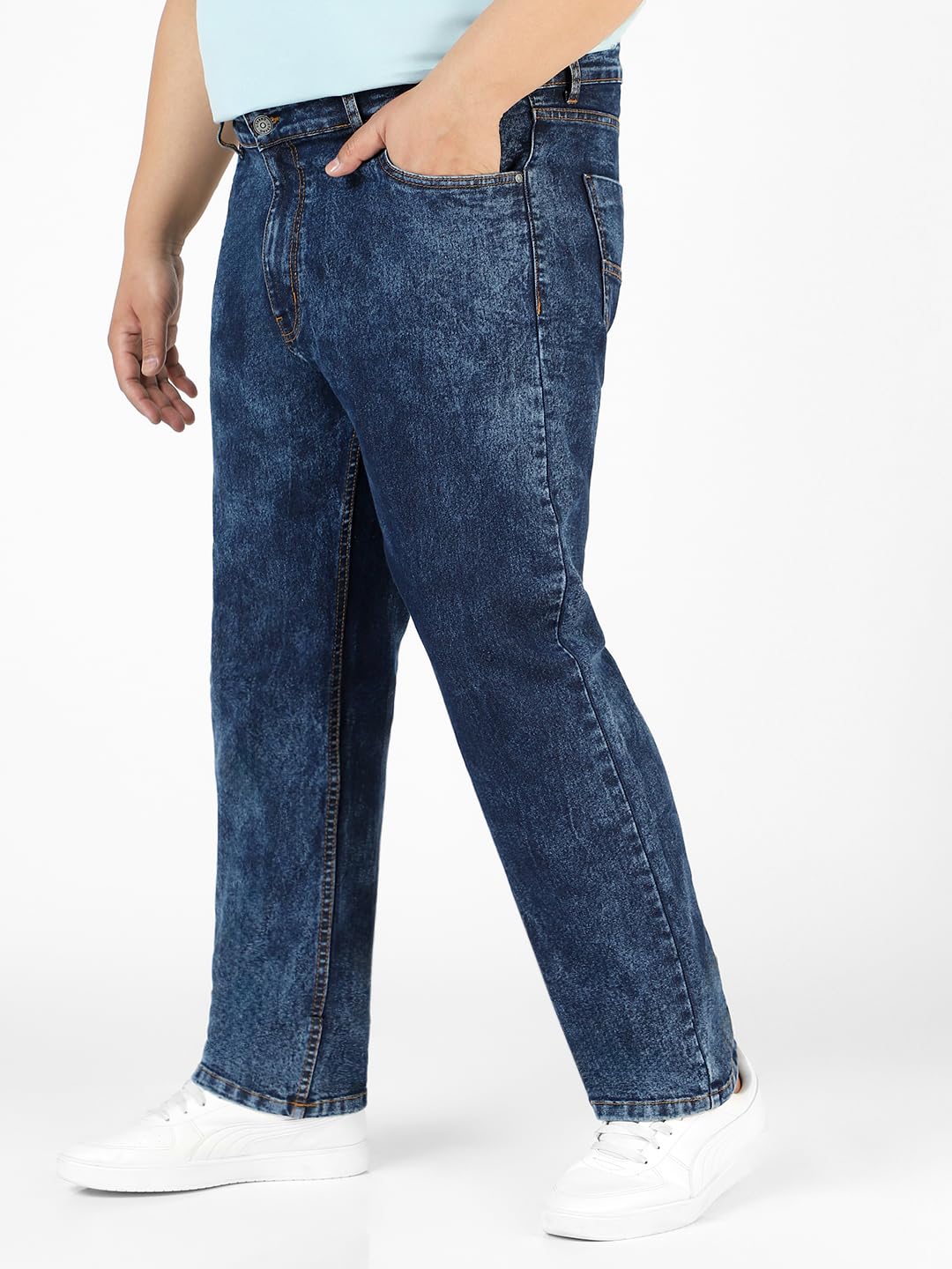 Urbano Plus Men's Dark Blue Regular Fit Washed Jeans Stretchable (plusavtowlregp-dblue-38)