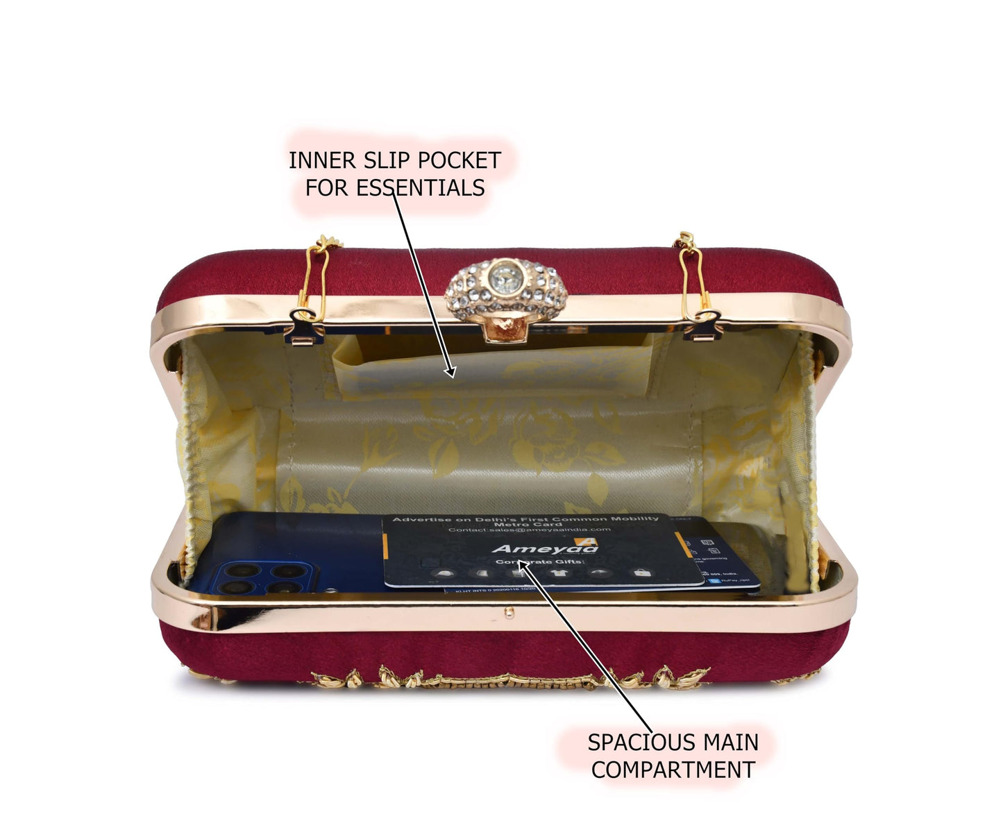 For The Beautiful You Embroidered Women's Ring Clutch (Cherry)