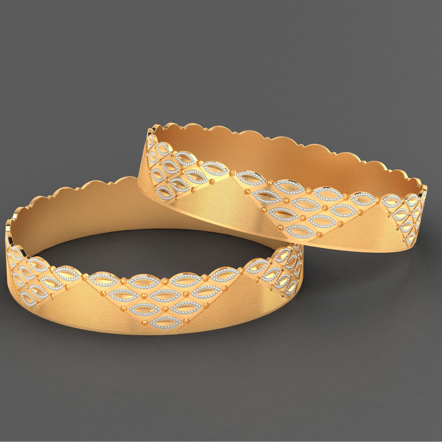 CYGNI BANGLES Elegant Gold-Plated Bangles for Women Traditional Design Jewelry (Set of 2)_(F2-B-115-2.4)
