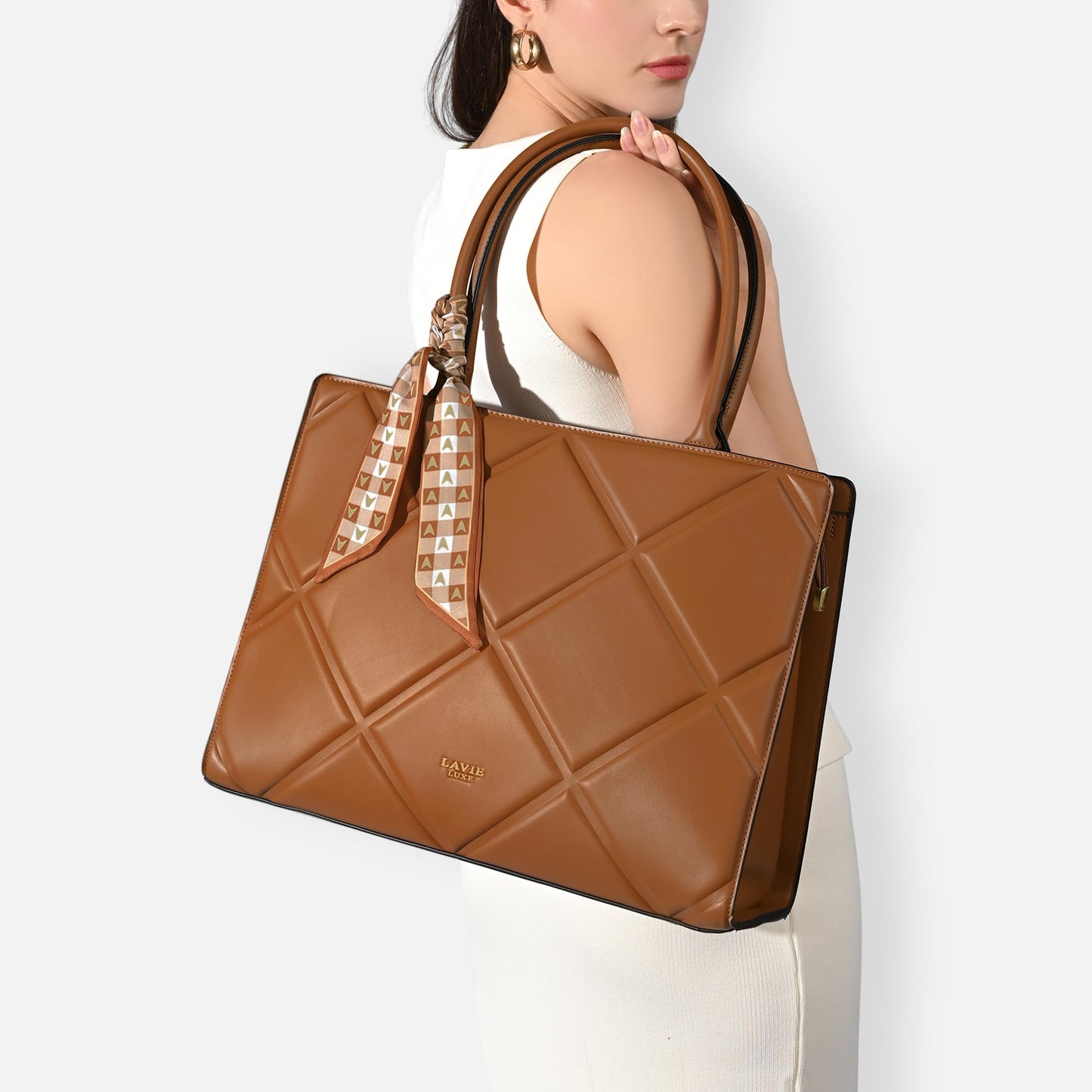 Lavie Luxe Women's Quare Extra Large Satchel Bag | Satchel Handbag for Work | Ladies Purse | Stylish Shoulder Bag | Gift for Women