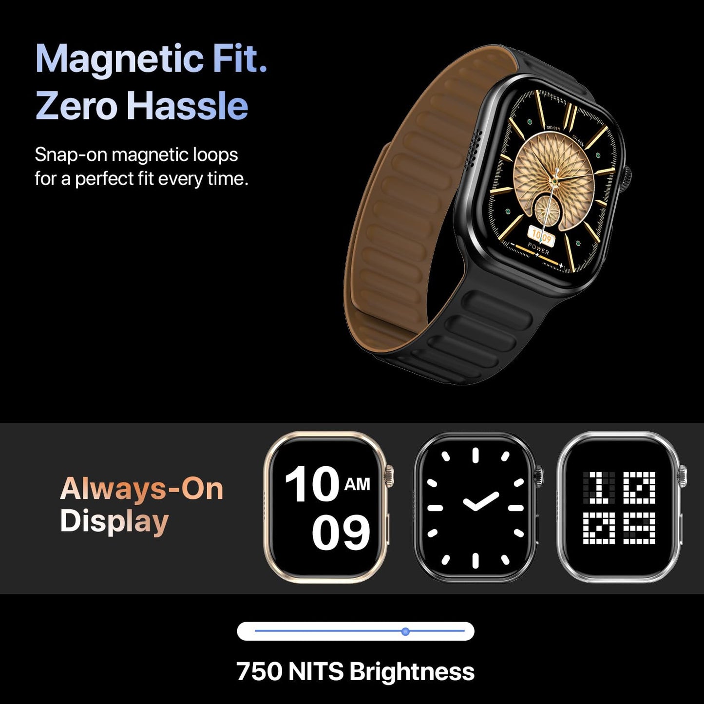 Fire-Boltt Brillia Pro Smart Watch with 51.3mm (2.02 inch) AMOLED Display, Bluetooth Calling, SpO2, Heart Rate Monitoring, 120+ Sports Modes, IP67 Waterproof, Long Battery Life (Black Mag)