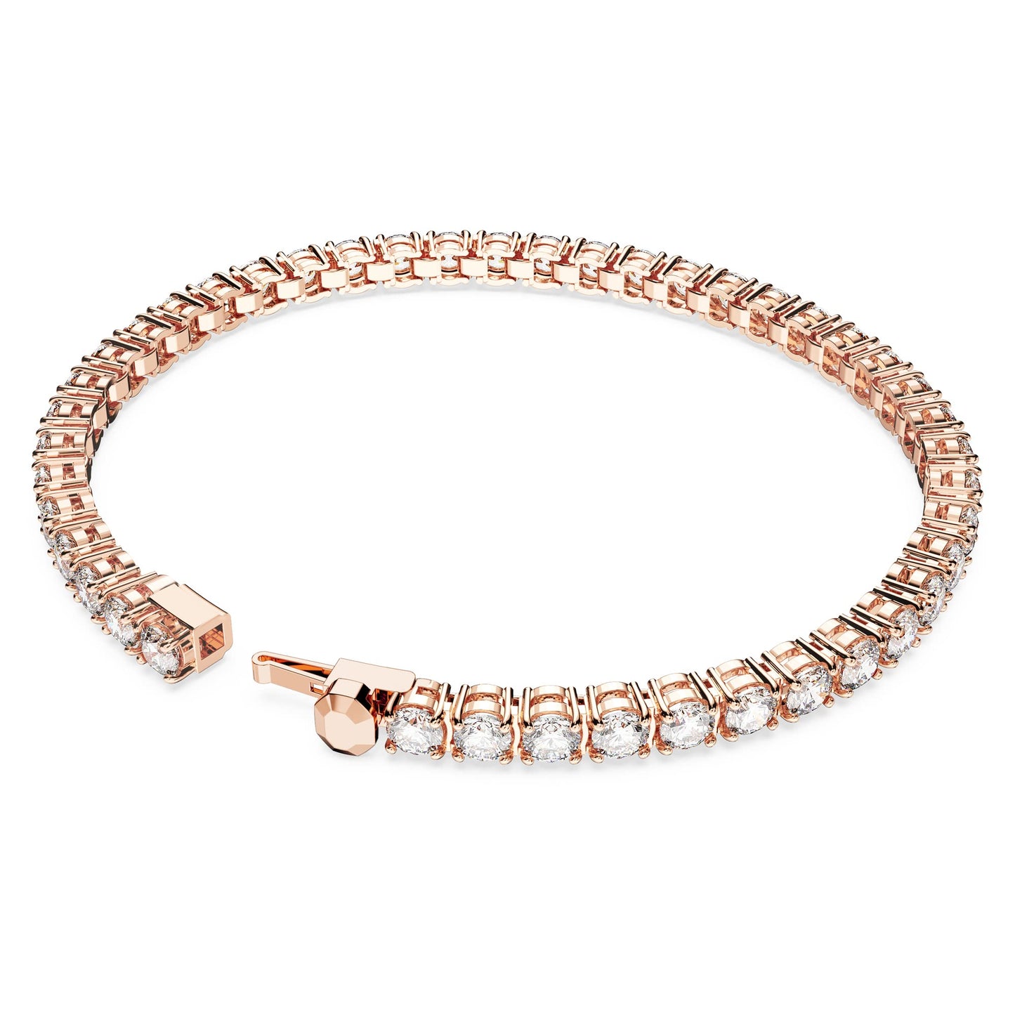 Swarovski Matrix Tennis bracelet, Round cut, White, Rose gold-tone plated