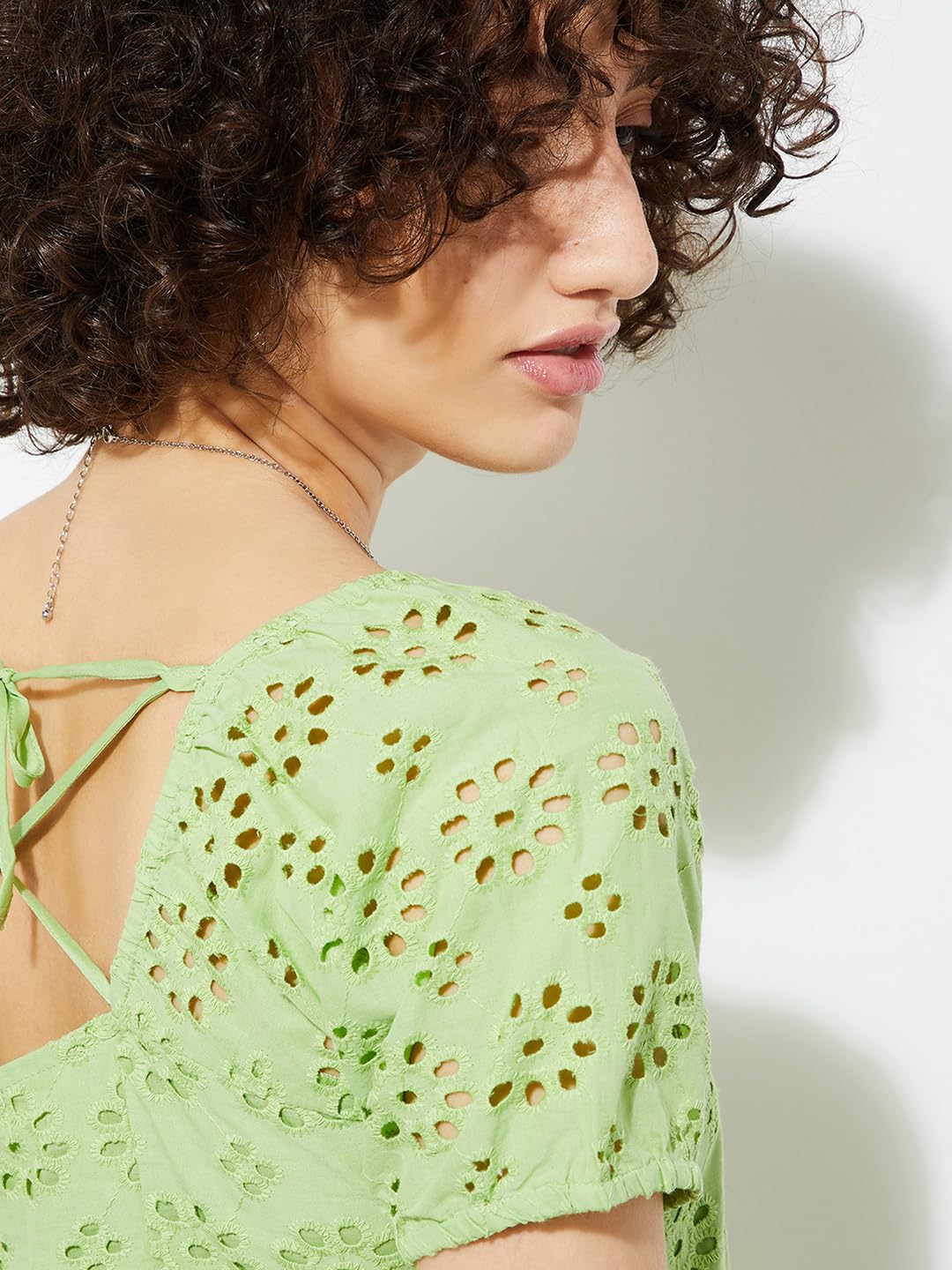 Max URB_N Women Schiffli Tiered Dress (Sage_XS)