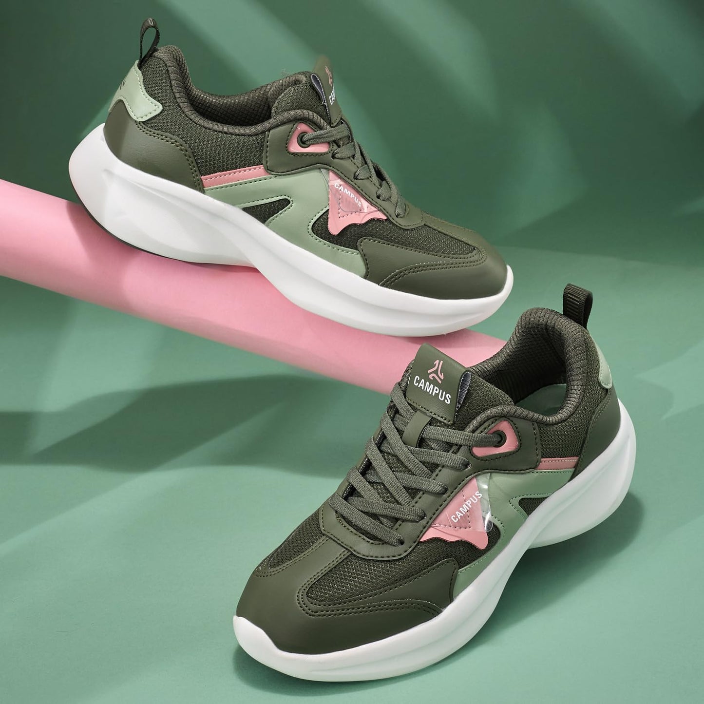 Campus Women's FILT Olive/Pista GRN Sneakers - 5UK/India 1 Pair
