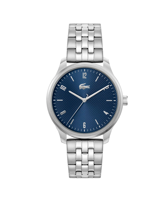 Lacoste Lisbon Qtz Basic Navy Round Dial Men's Watch|Stainless Steel Material|Silver Color Band - 2011325