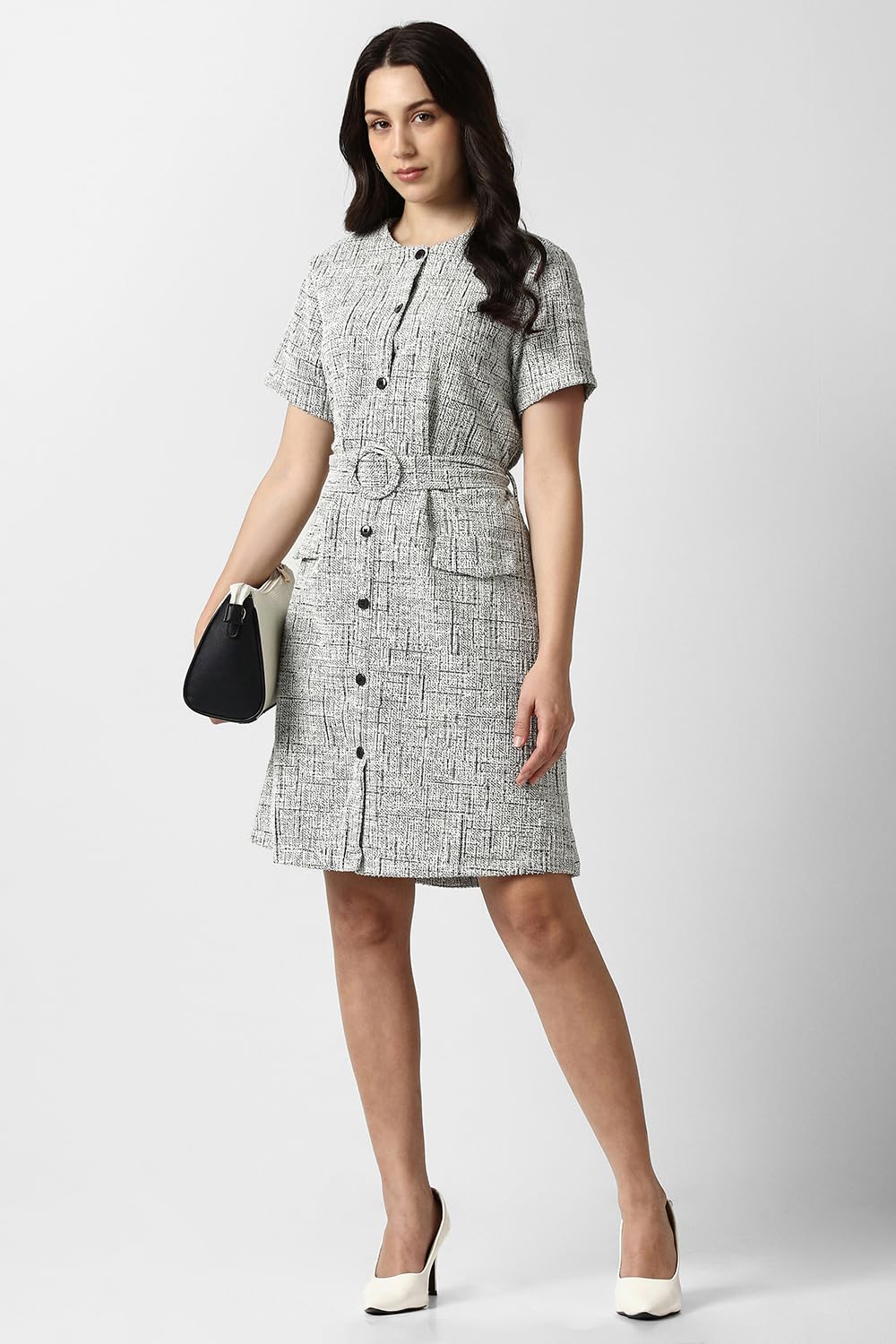 Van Heusen Women's Polyester Modern Above The Knee Dress (VWDRFRGF243790_White