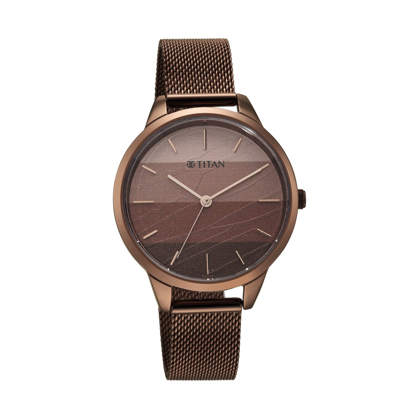 Titan Purple Glam It Up Quartz Analog Multicolor Brown Dial Brown Stainless Steel Strap Watch for Women - NT2664QM01