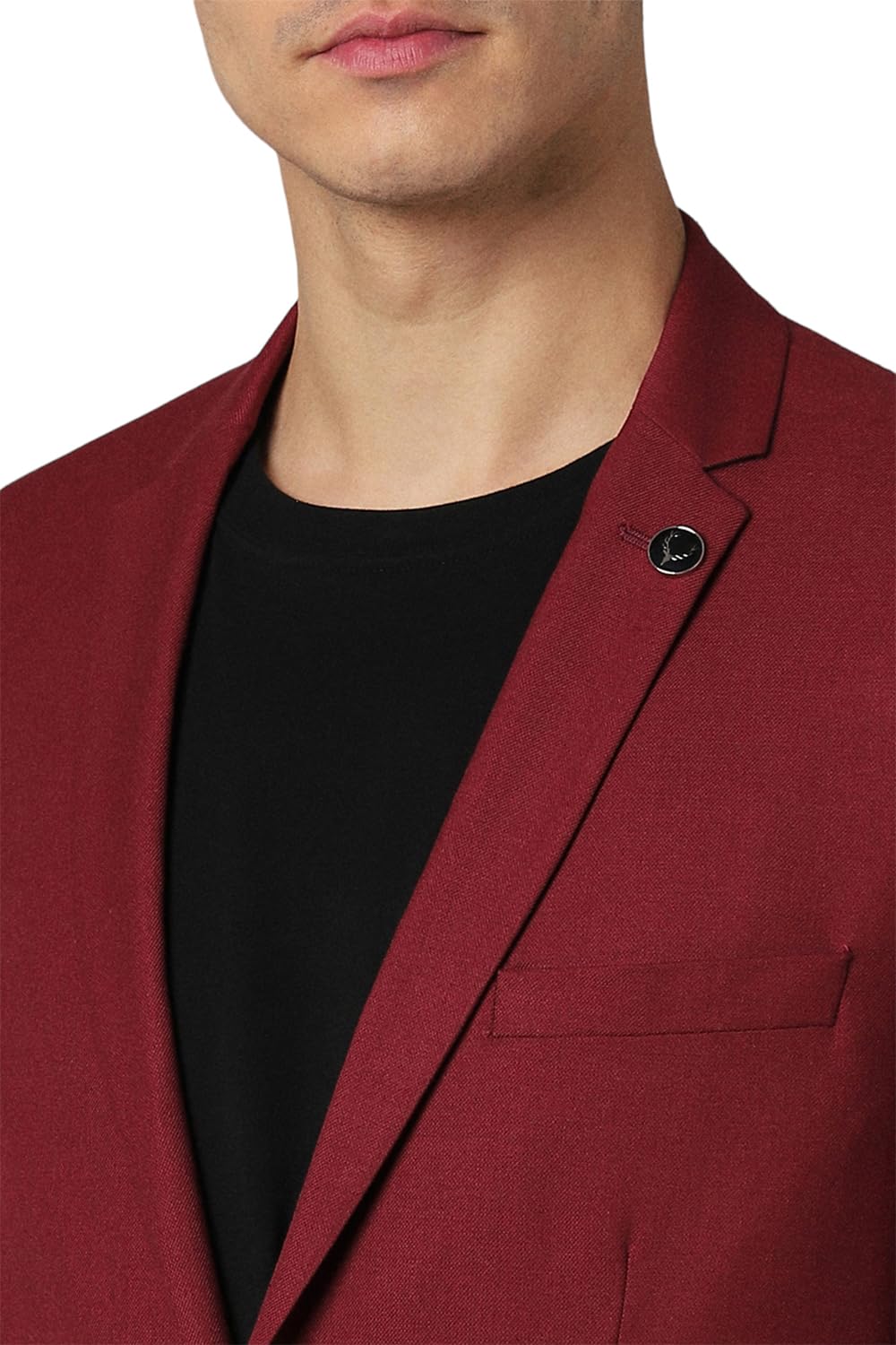Allen Solly Men's Regular Single Breasted Blazer (ASBZMSLFW20228_Maroon