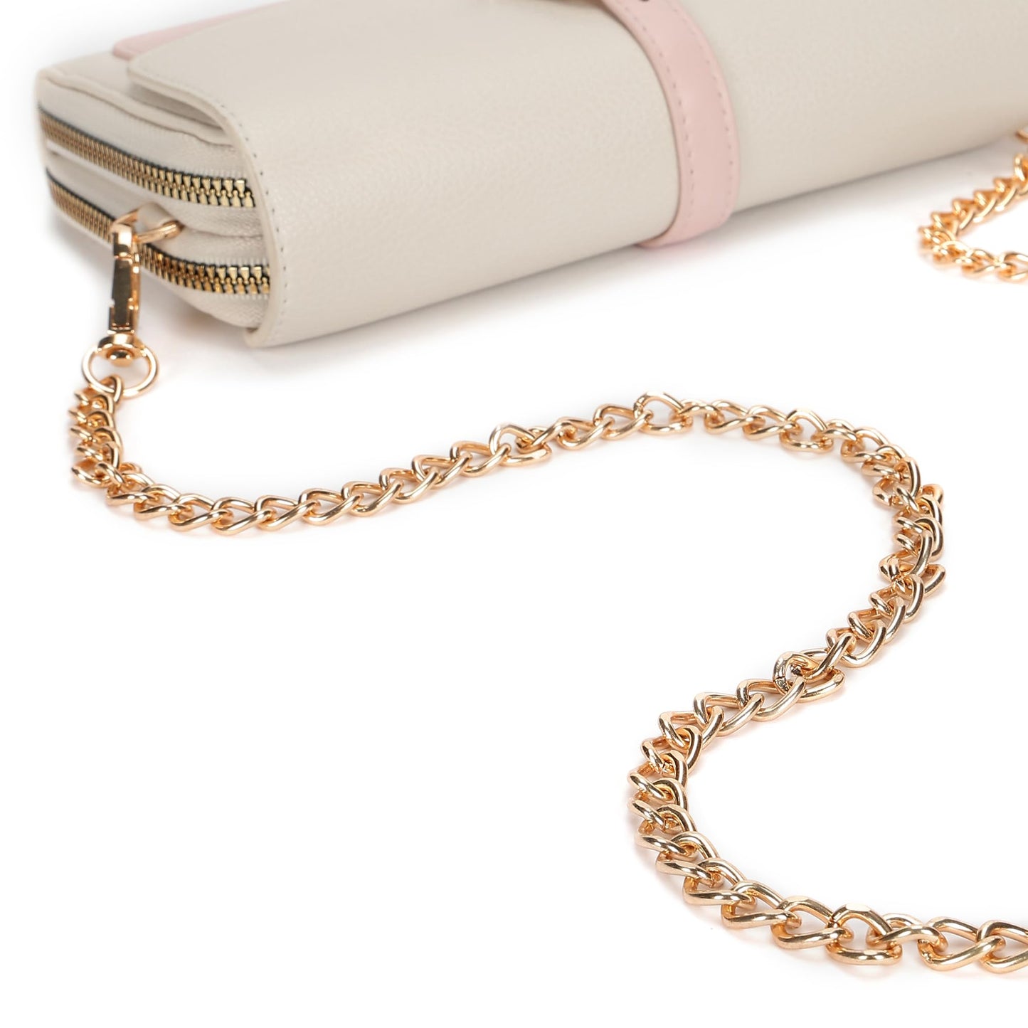 Fastrack Color-Blocked Sling Bag for Women | Faux Leather Crossbody with Zippered Compartment, Chain Strap and Lightweight Build | Compact Everyday Bag for Travel, College and Casual Outfits