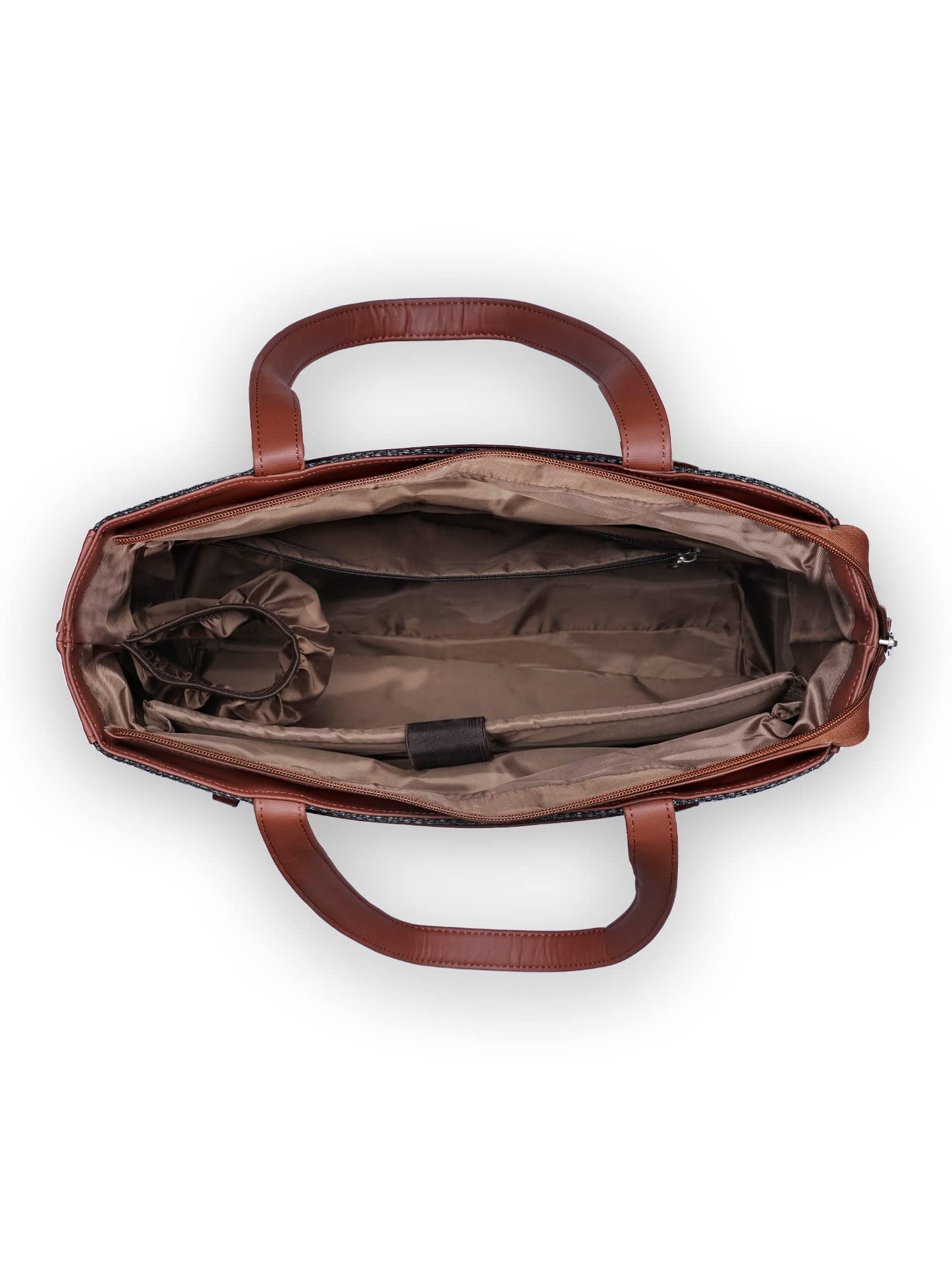 ZOUK African Art Abstract Printed Women's Jute Handcrafted Vegan Leather Multicolor Statement Office Shoulder Bag