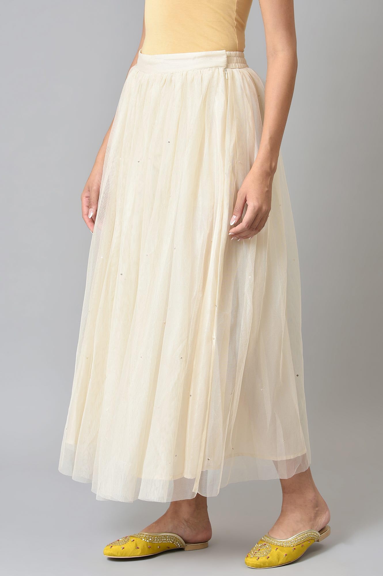 W for Woman Off-White Sequins Mesh Skirt_22AUW50471-217926_L