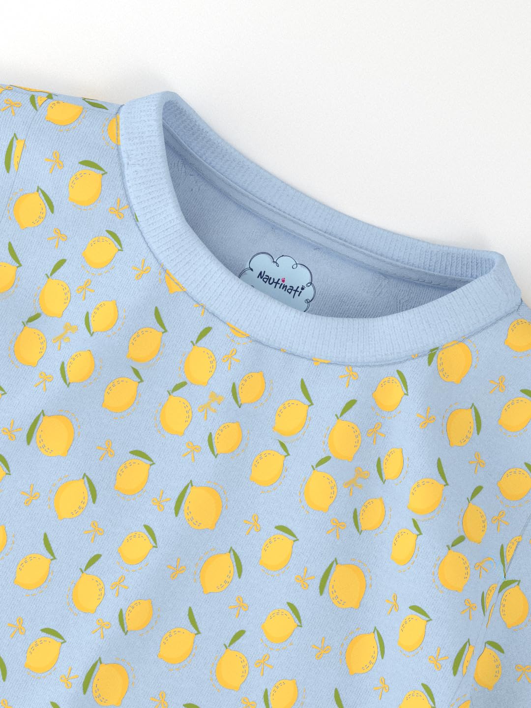 Nautinati Girls’ Mango and Lemon Print Cotton T-Shirts | Pack of 2 T-Shirts for 2 to 10 Years