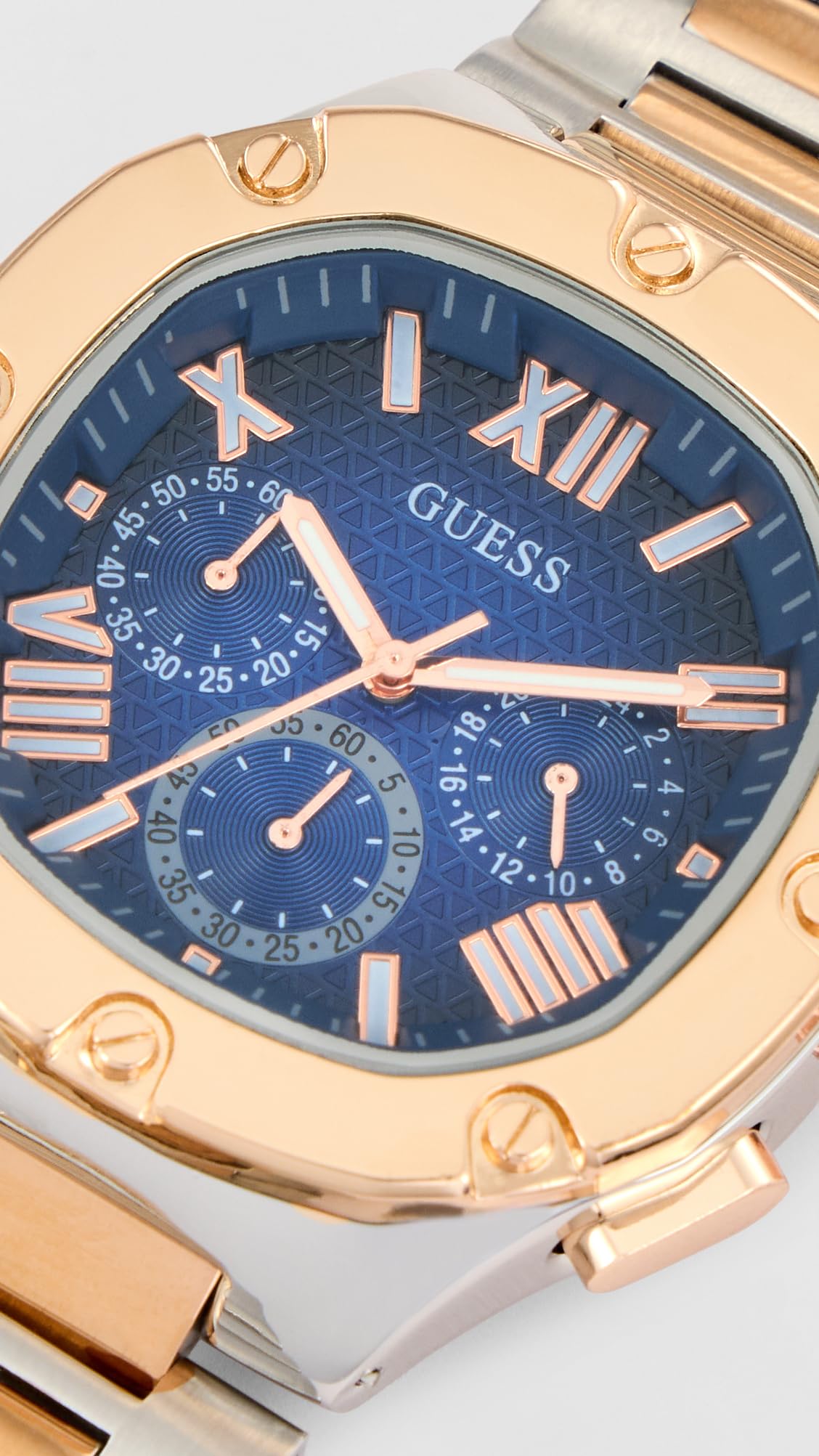 GUESS Men Blue Square Stainless Steel Dial Analog Watch- GW0572G4