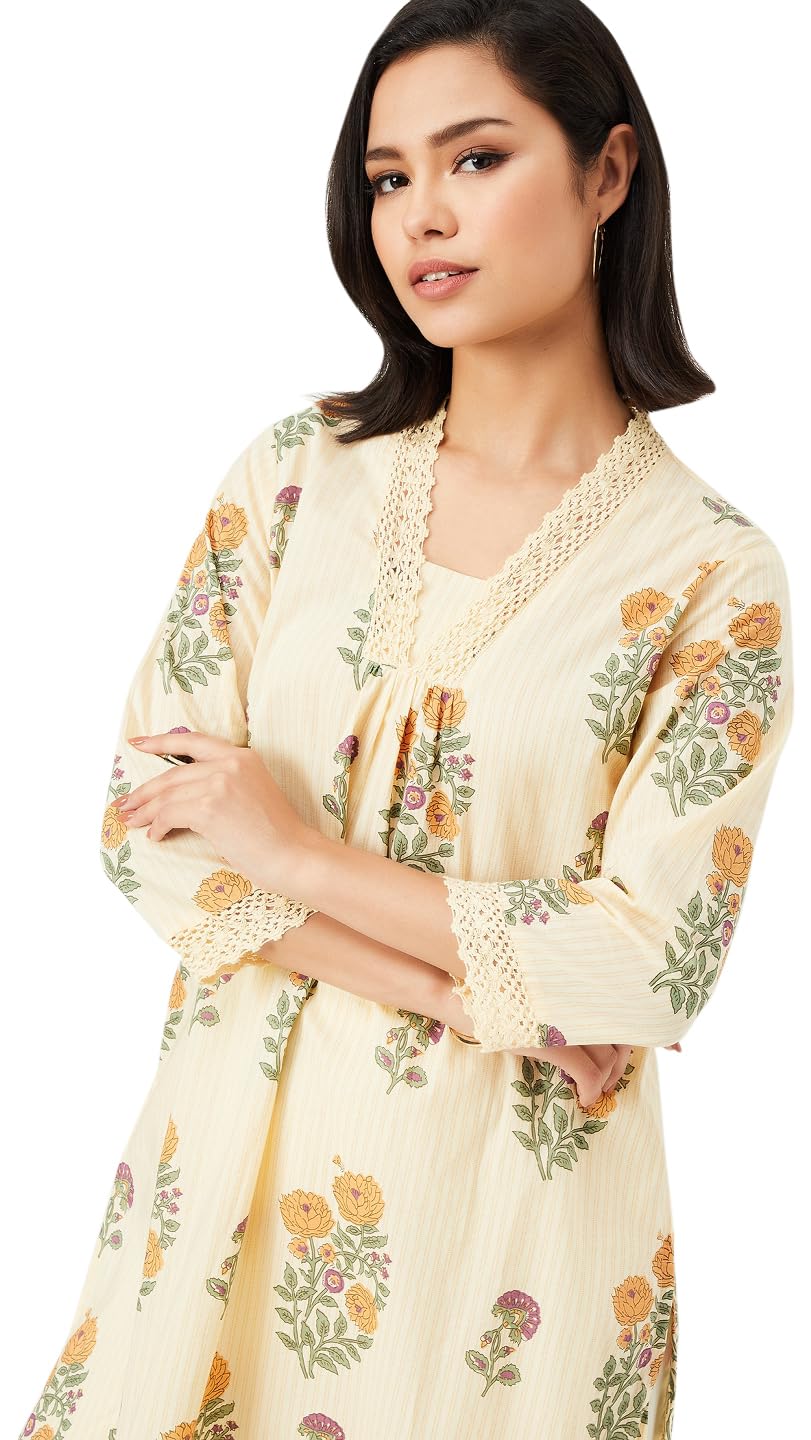 Max Women's Cotton Regular Kurta (PEPKSP25SE_Yellow