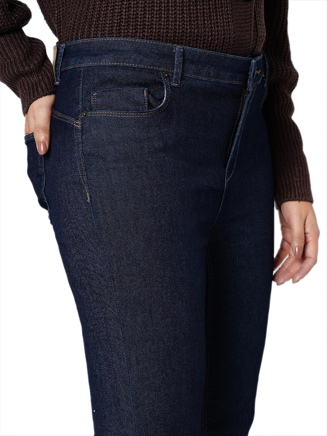VERO MODA Women Solid Dark Blue Cotton Skinny Fit Ankle Length High Rise Jeans
