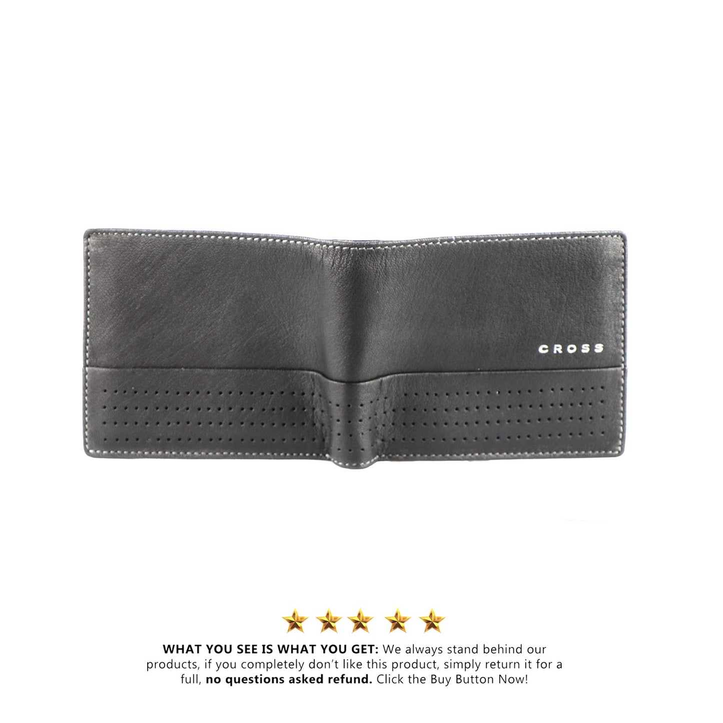 Cross Erie Men's Leather Bi Fold Coin Wallet -Black