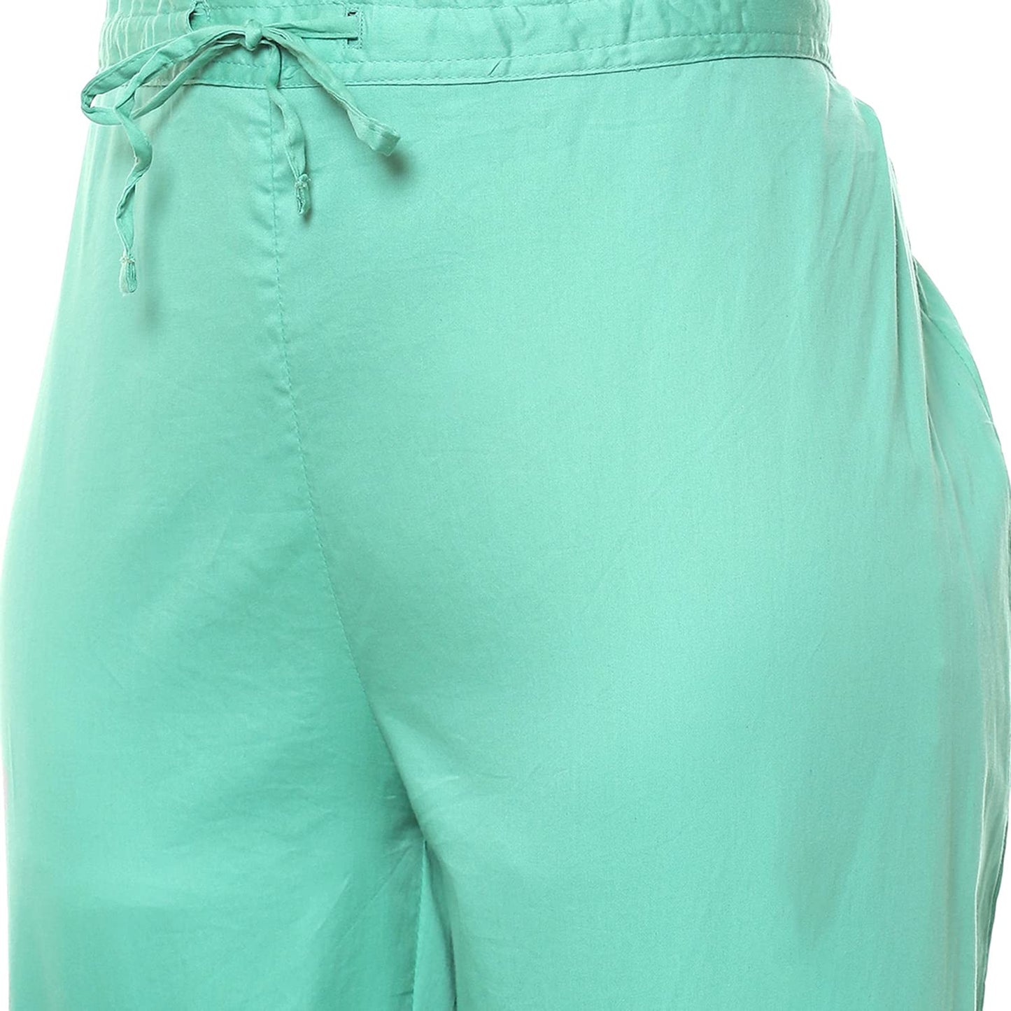 BIBA Women's Ethnic Sea Green Cotton Kurta Suit Set (Size_3XL)