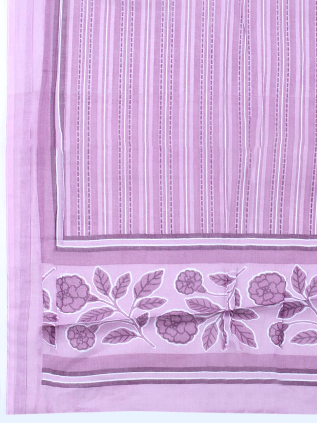 Meena Bazaar Purple Printed Cotton Blend Unstitched Suit With Pant & Dupatta