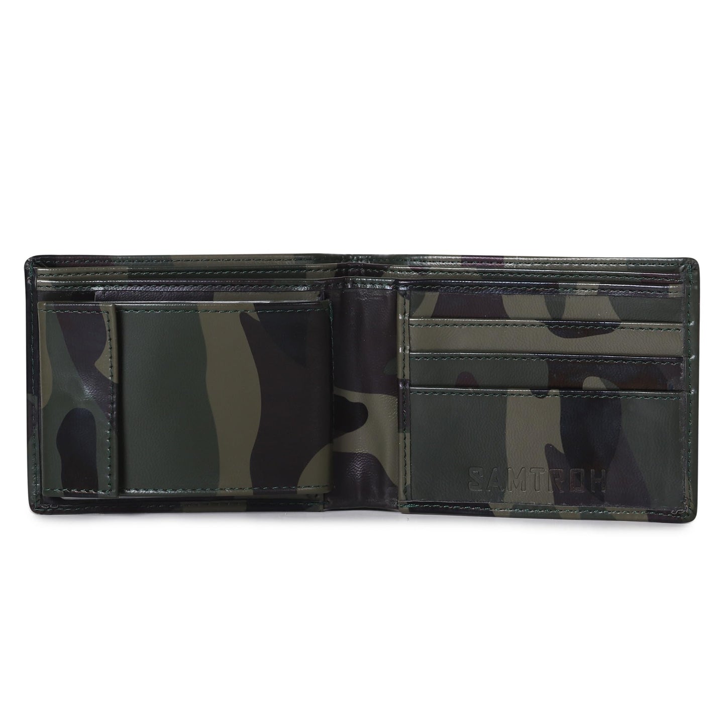 SAMTROH Album Design Card Slots Artificial Leather Wallet for Men | 3 Card Slots I 2 Currency & 1 Secret Compartments I 6 Id Card Slot (BArmy)