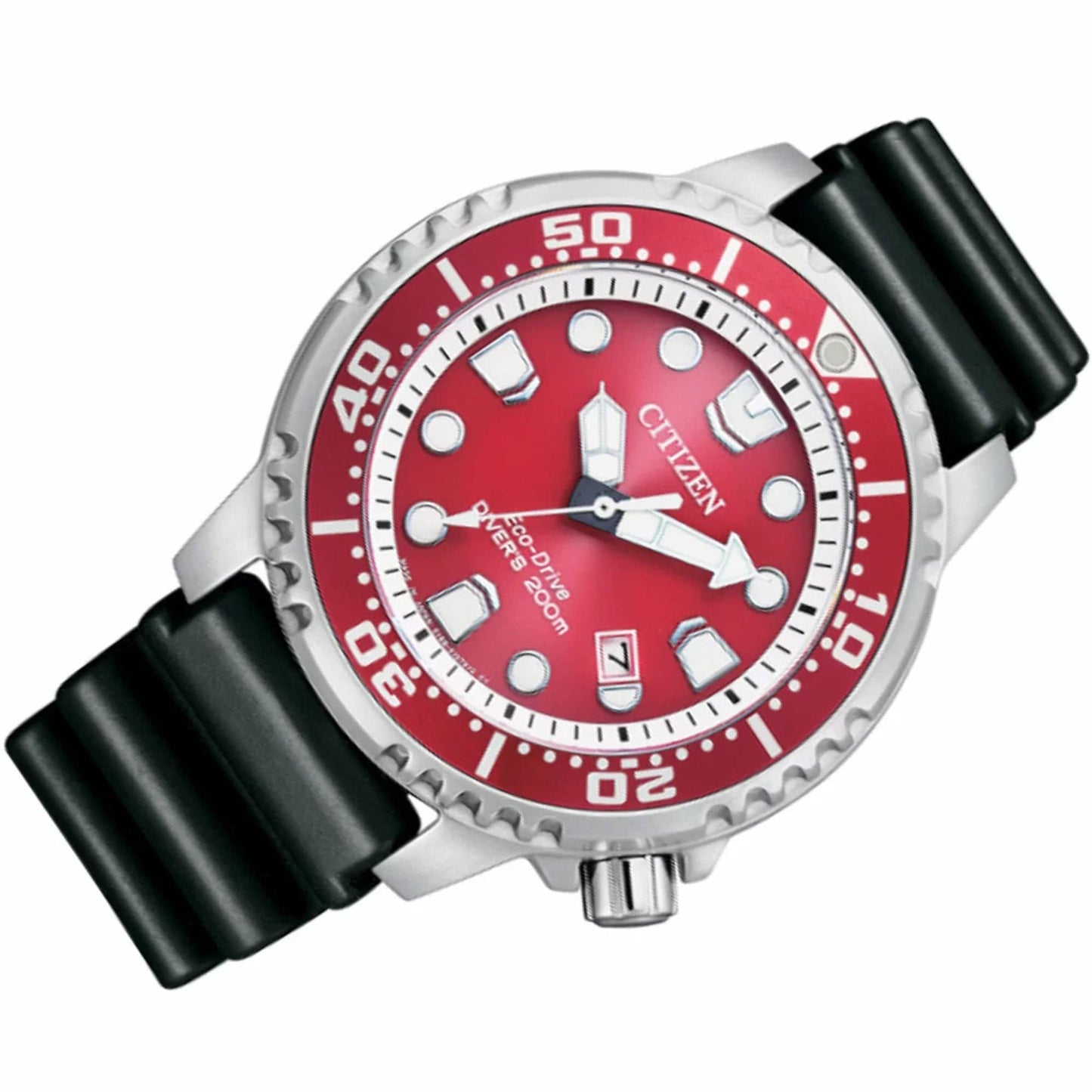 Citizen Eco-Drive Analog Men's Green Dial - Rubber Band Watch Powered by Light Promaster-Bn0159-15X