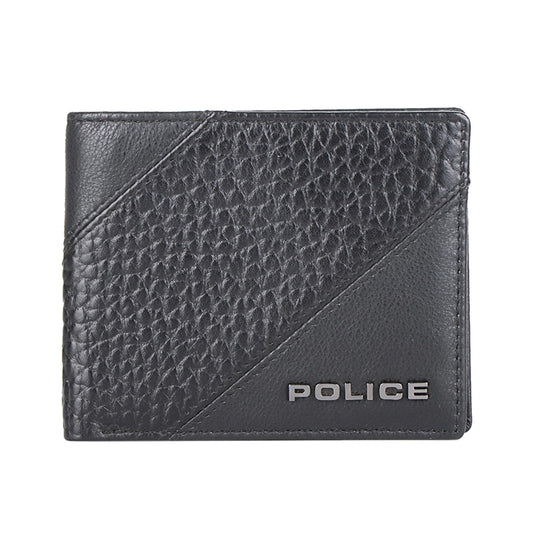 Police Jumbo Men's Slim Wallet | Leather Purse with 8 Card Slot, 2 Currency Compartment, 2 Slip-in Pockets -Black | Premium Design with Lagendary Style