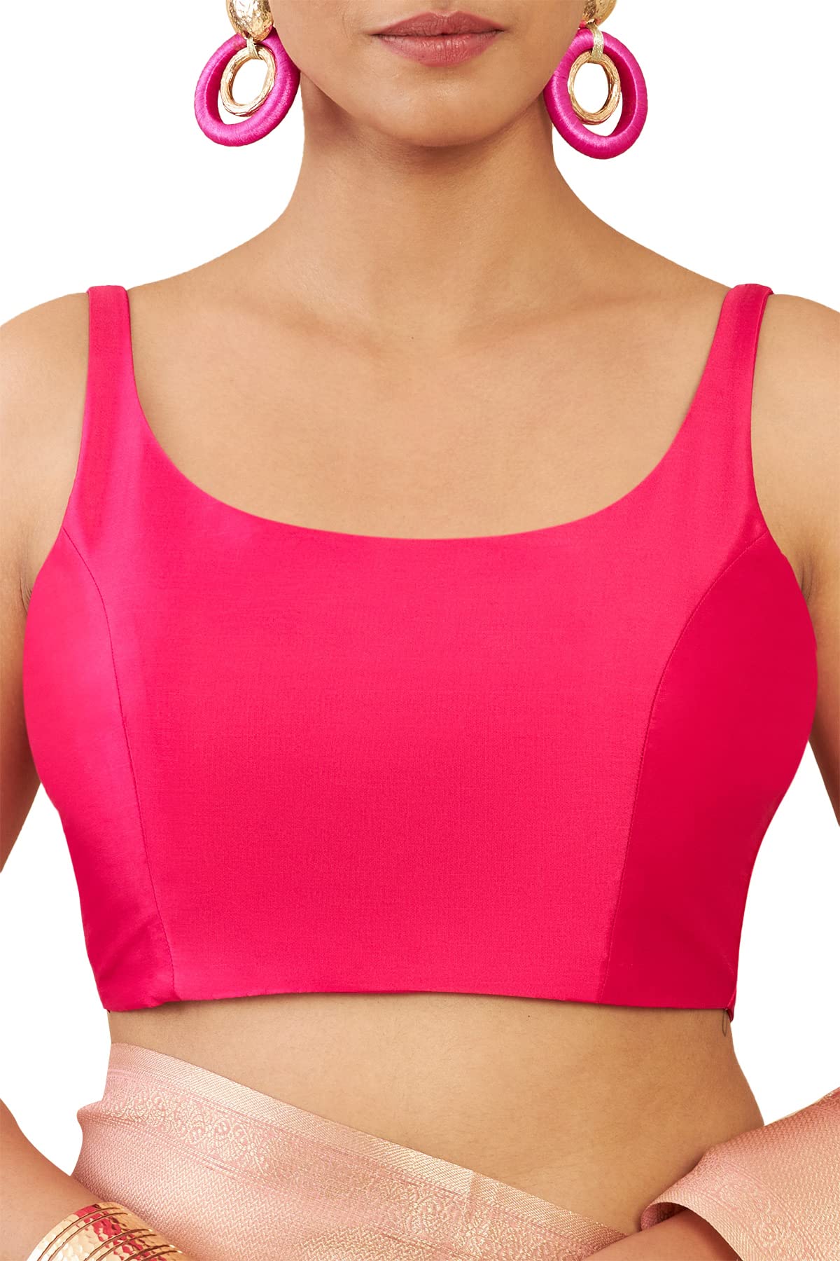 Soch Women's Art Silk Rani Spaghetti Solid U-Neck Sleeveless Blouse - 36