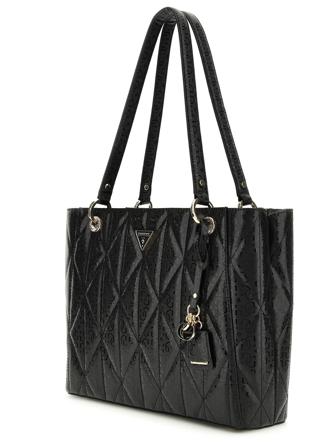 GUESS Black Quilted Aldina Noel Tote Bag
