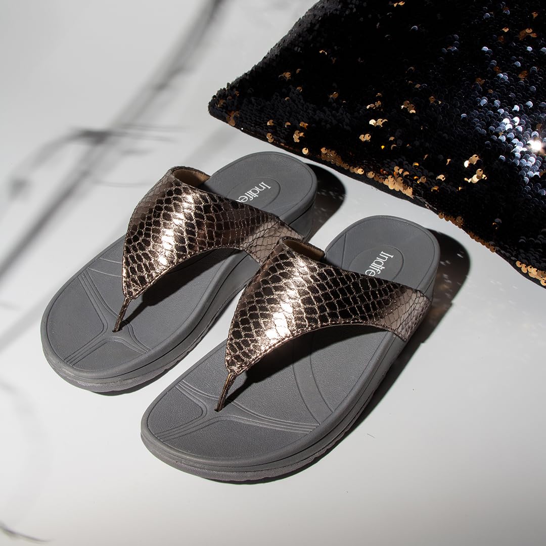 Indifeet Sandals for Women Woman Stylish Flats Slippers Ladies Daily Use Flat Footwear Womens Fancy Chappal Foot Wear Women’s Comfortable Sandal Slipper Latest Thong Chapal Soft Chappals Silver UK-5