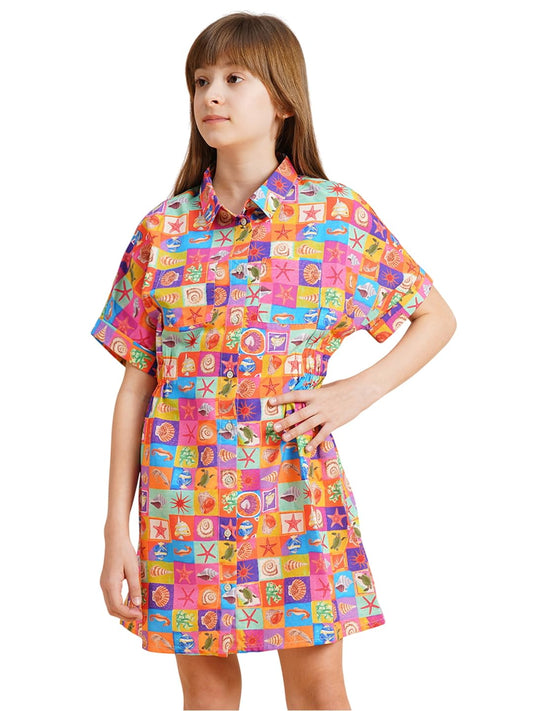 VERO MODA Girls Fit & Flare Multicolor Dress