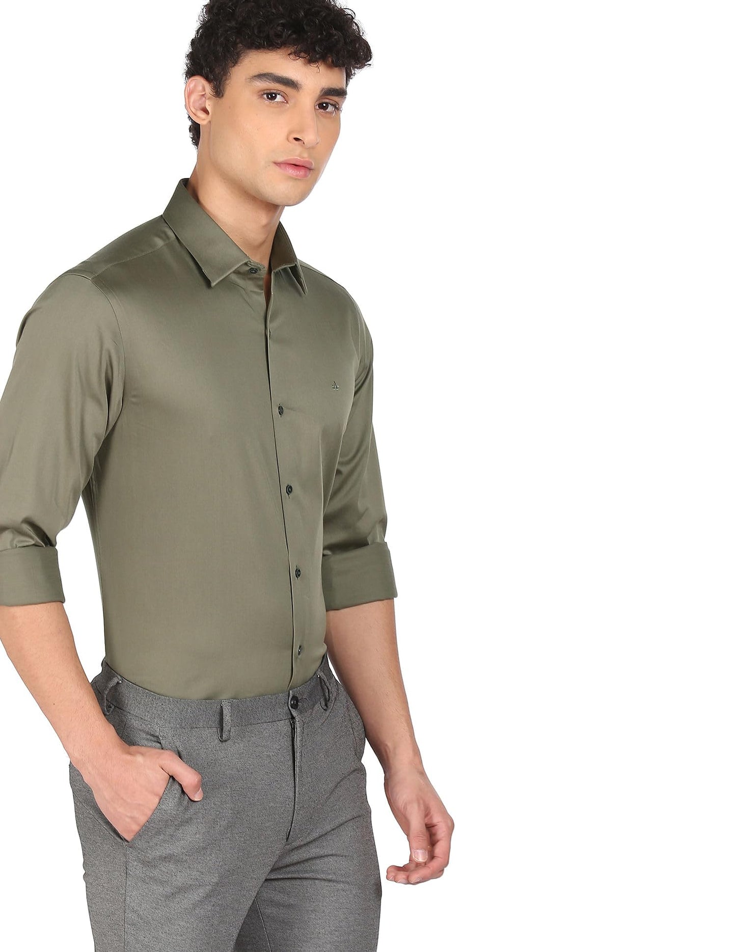 Arrow Men's Solid Regular Fit Shirt (Green) - SaumyasStore
