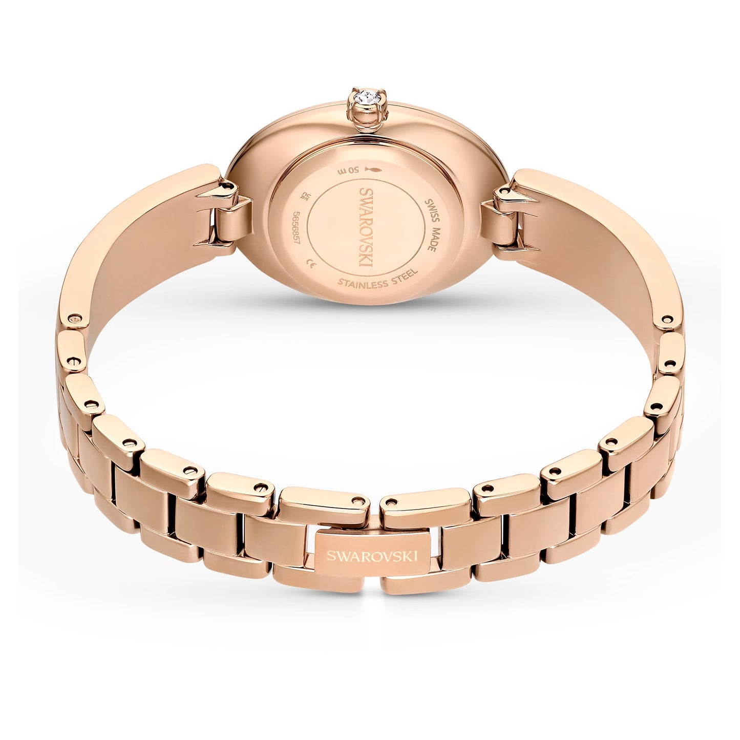 Swarovski Crystal Rock Oval Watch, Swiss Made, Crystal Bracelet, Gray, Rose Gold-Tone Finish