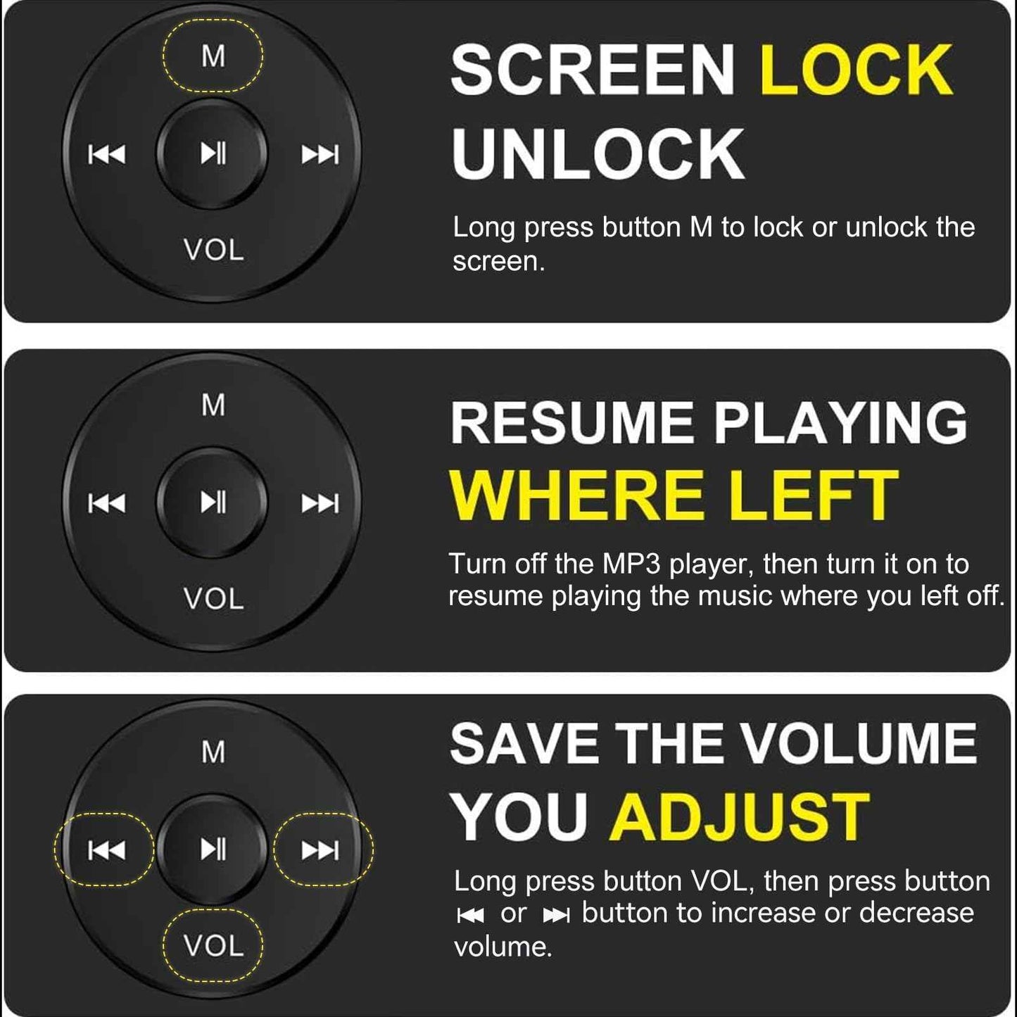 RUIZU X02 8 GB Ultra Slim Mp3 Music Player with FM Radio, Voice Recorder, Video Play, Text Reading, 80 Hours Playback and Expandable Up to 128 GB (Black)